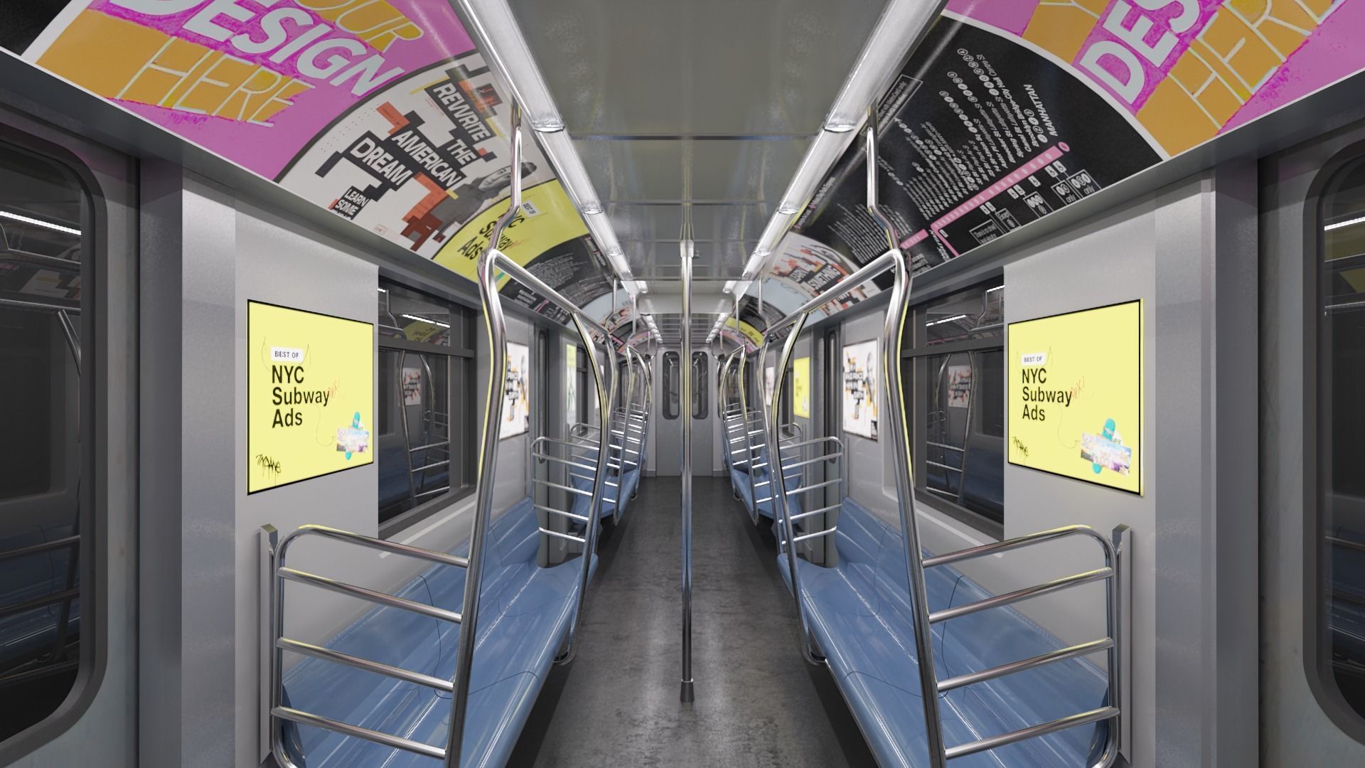 Subway car R142 Low-poly 3D model_6