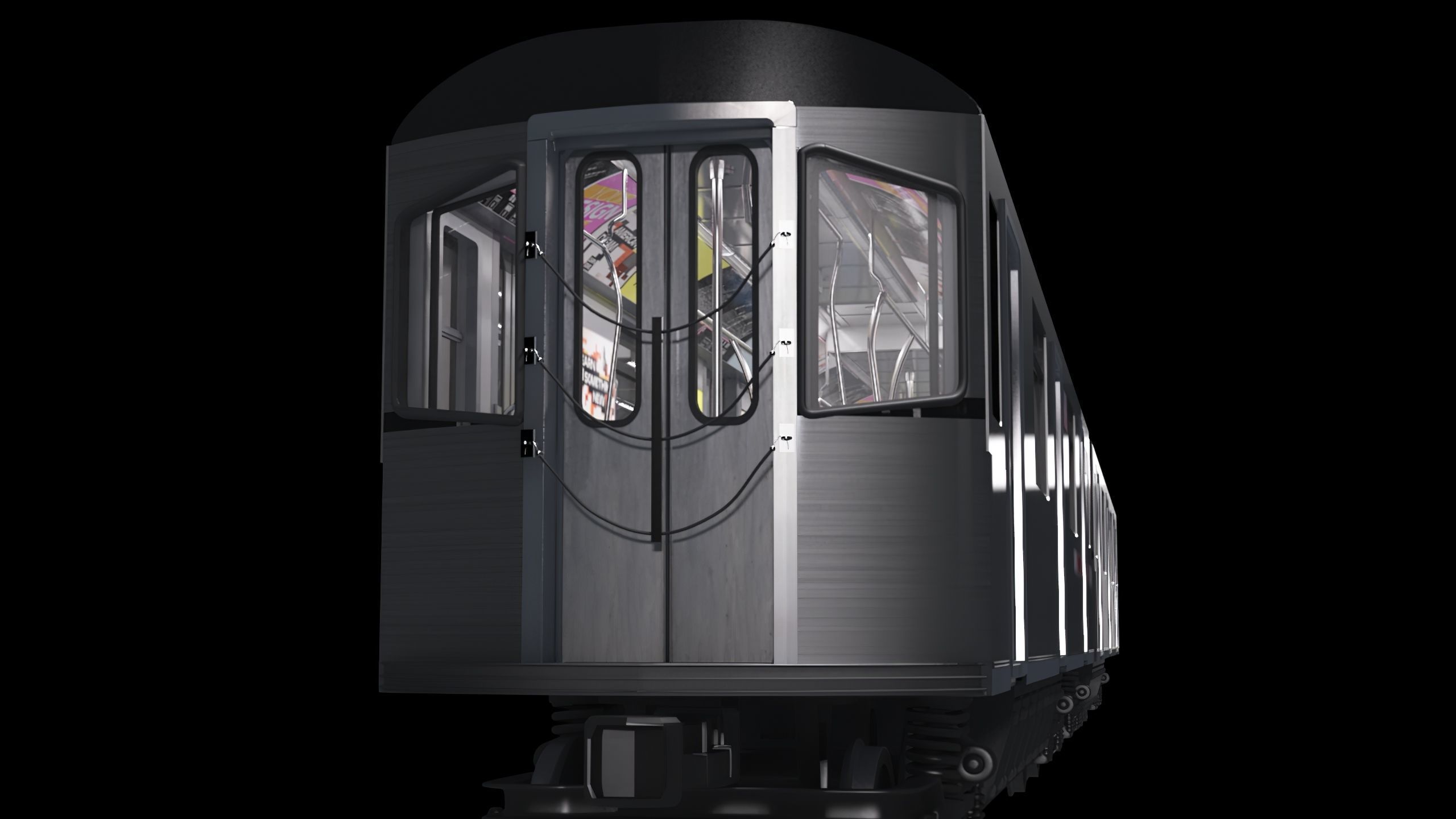Subway car R142 Low-poly 3D model_4