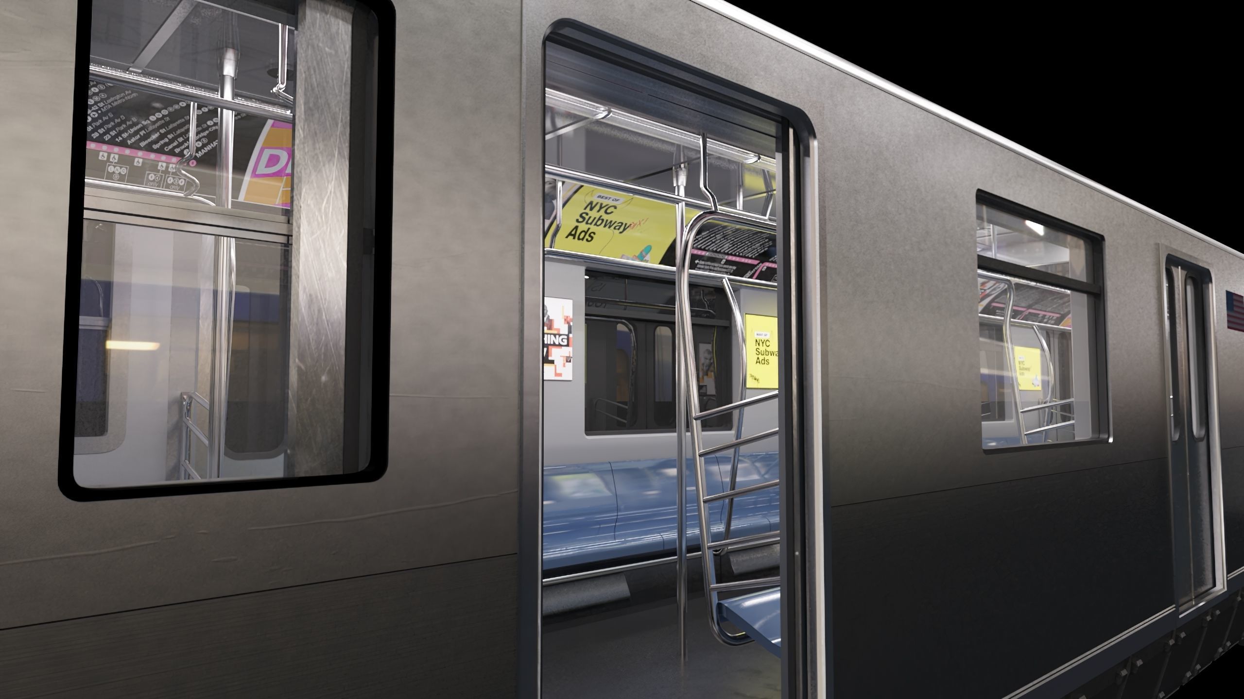 Subway car R142 Low-poly 3D model_10