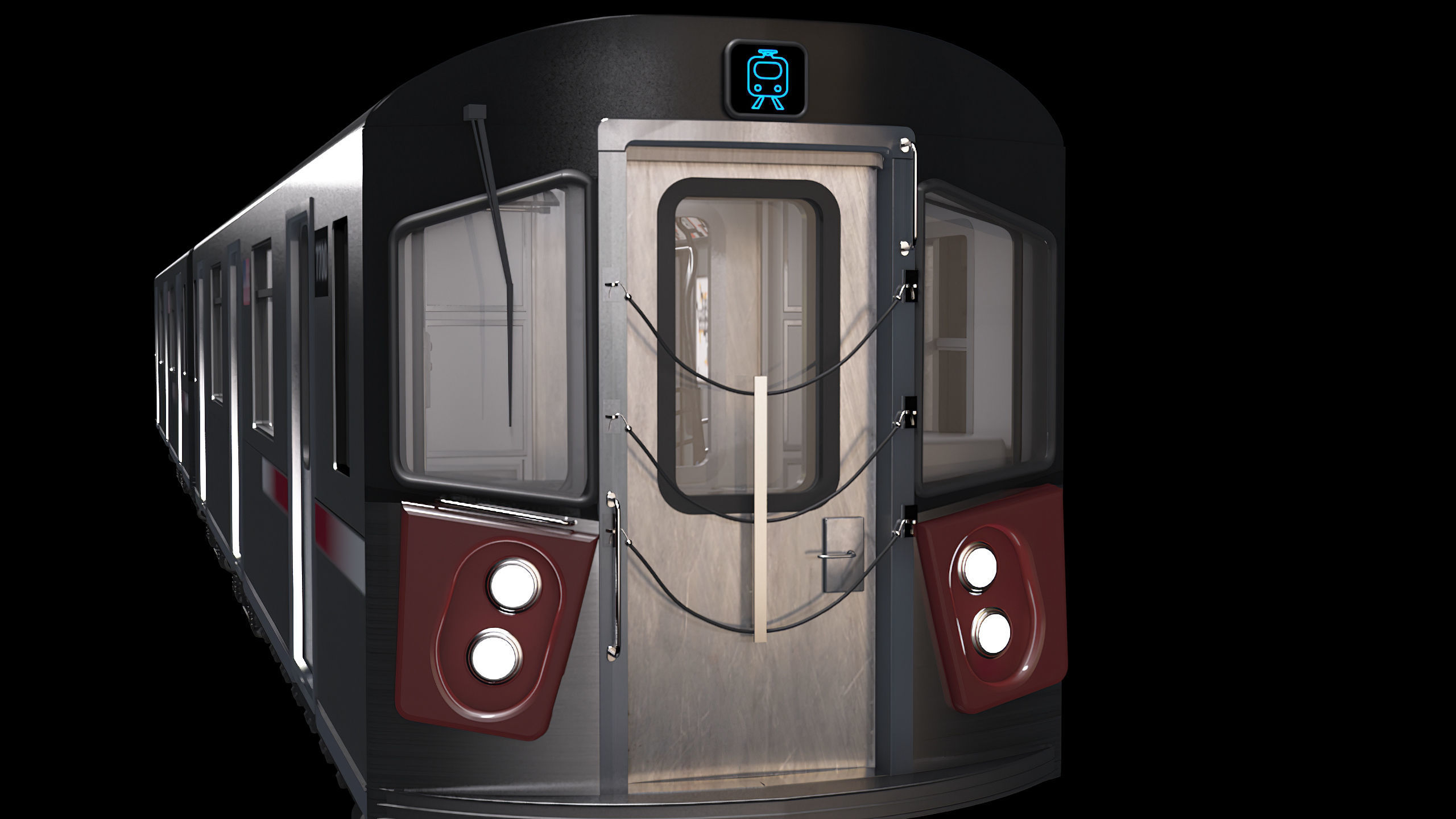 Subway car R142 Low-poly 3D model_3