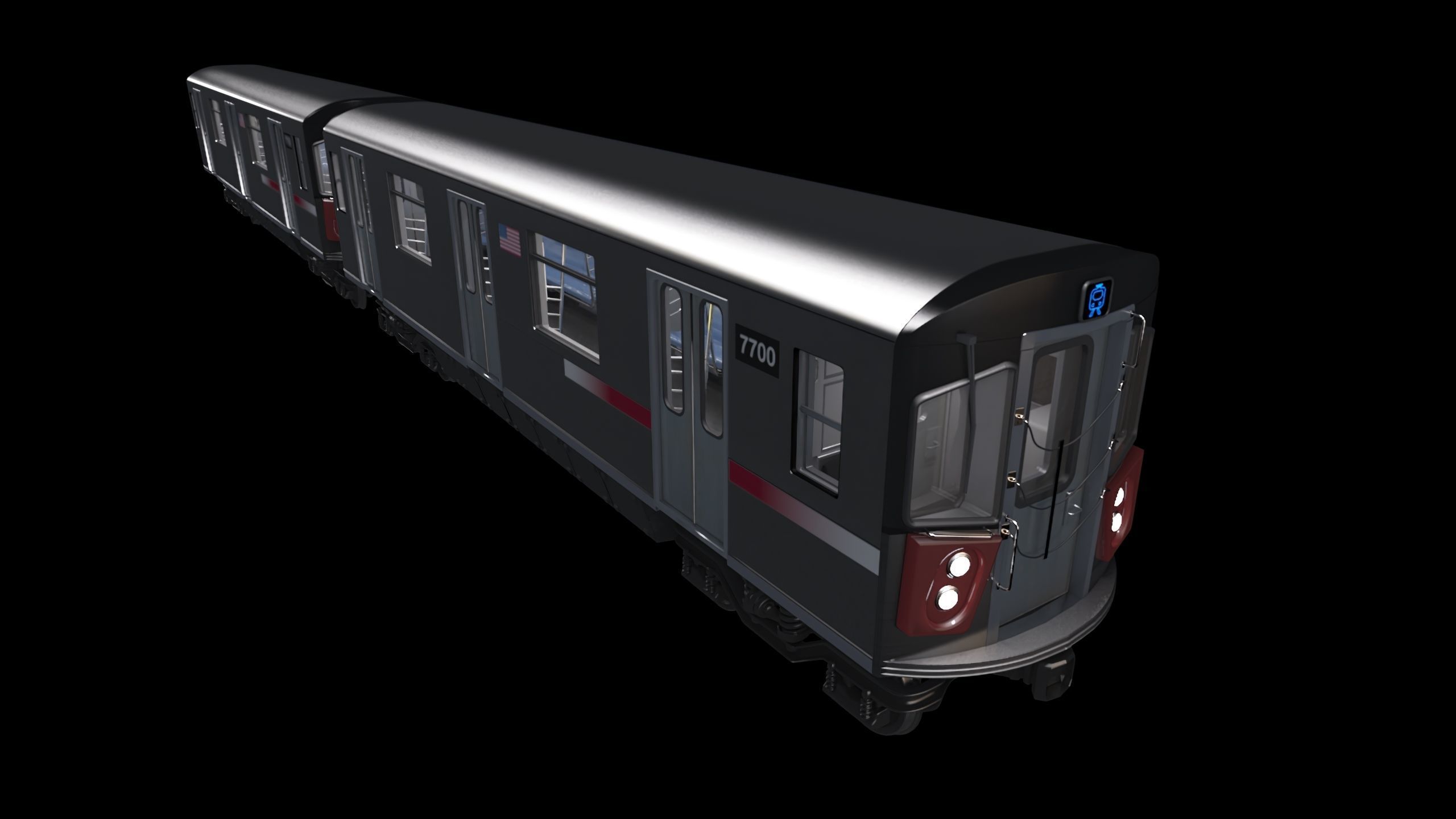 Subway car R142 Low-poly 3D model_2