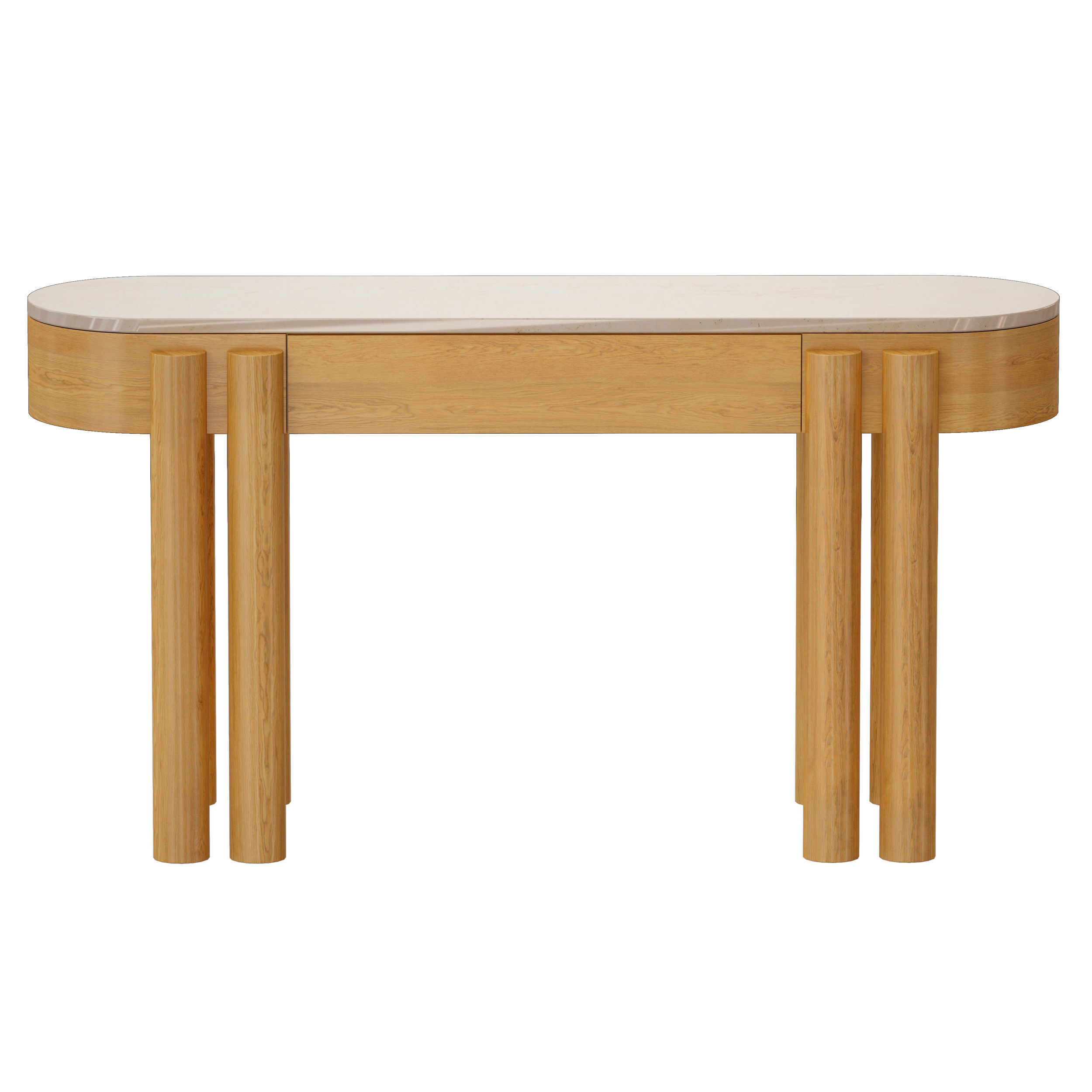 Oasis Oval Wood Console Table Crate and Barrel 3D model_4