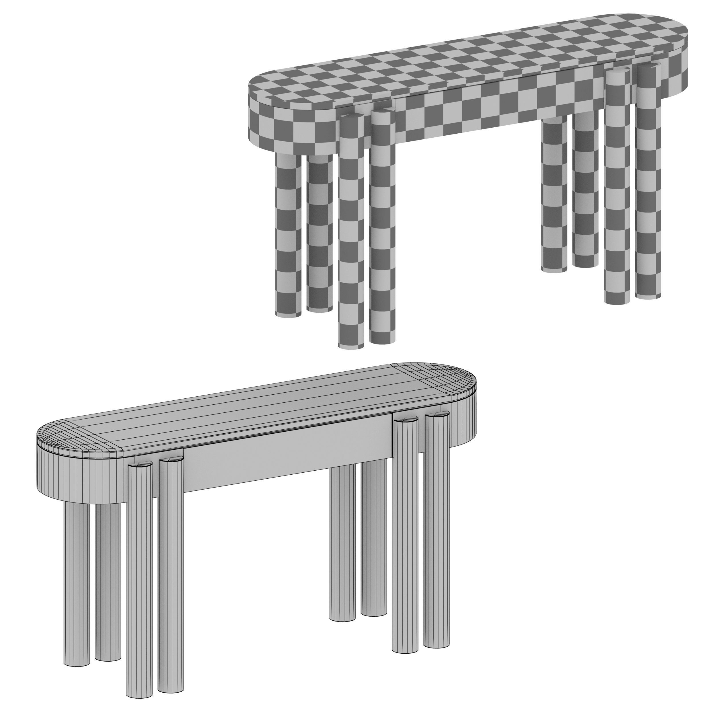 Oasis Oval Wood Console Table Crate and Barrel 3D model_10