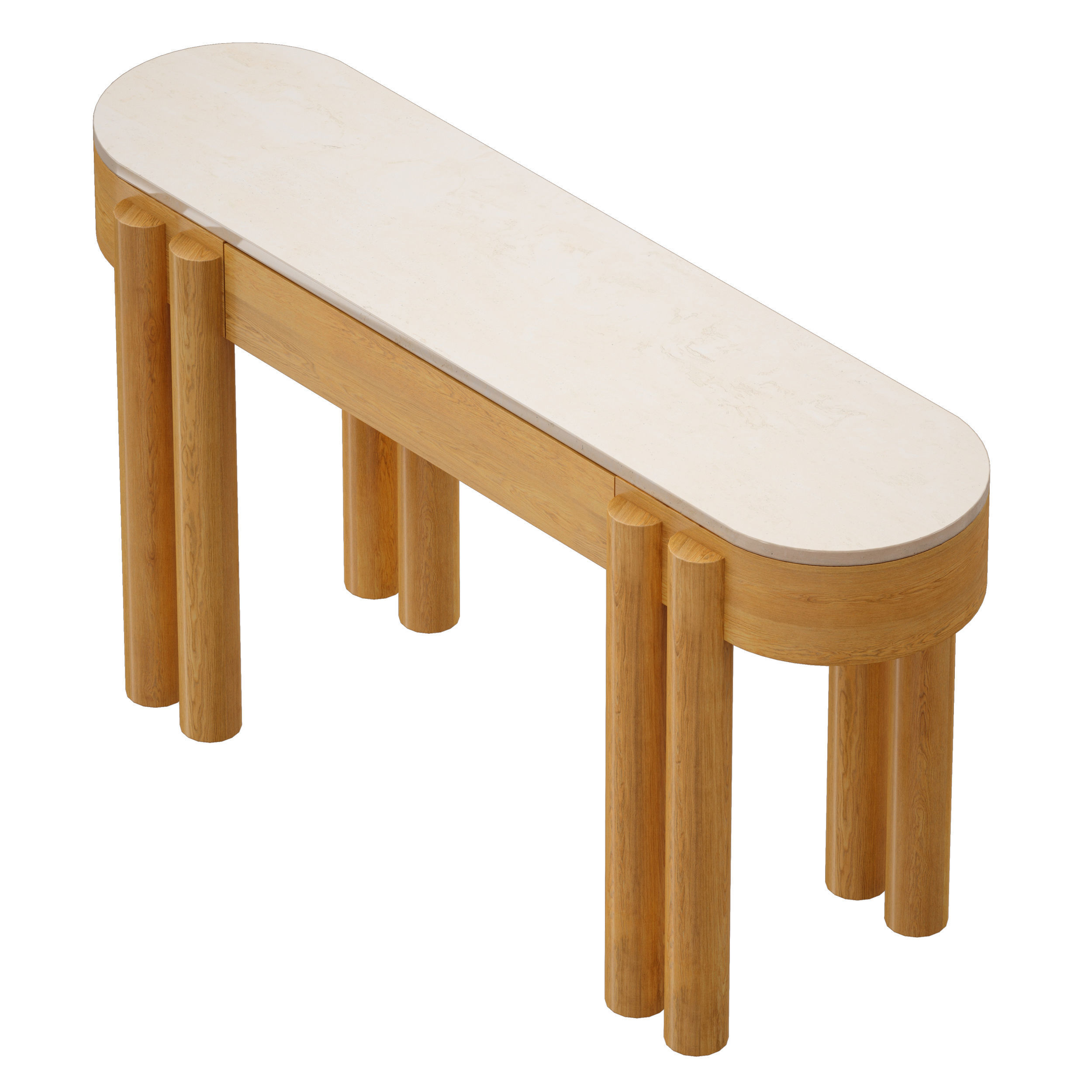 Oasis Oval Wood Console Table Crate and Barrel 3D model_6