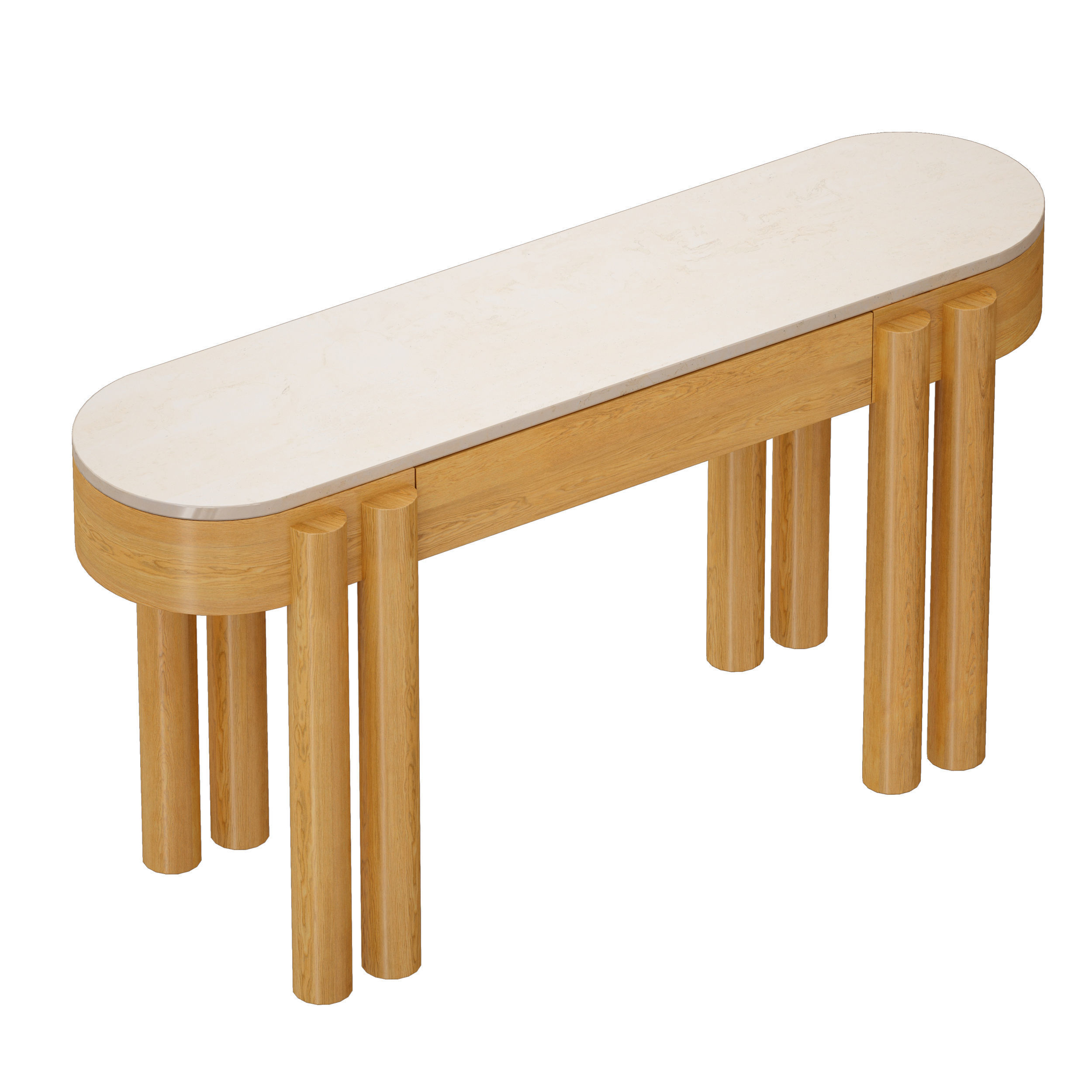 Oasis Oval Wood Console Table Crate and Barrel 3D model_2
