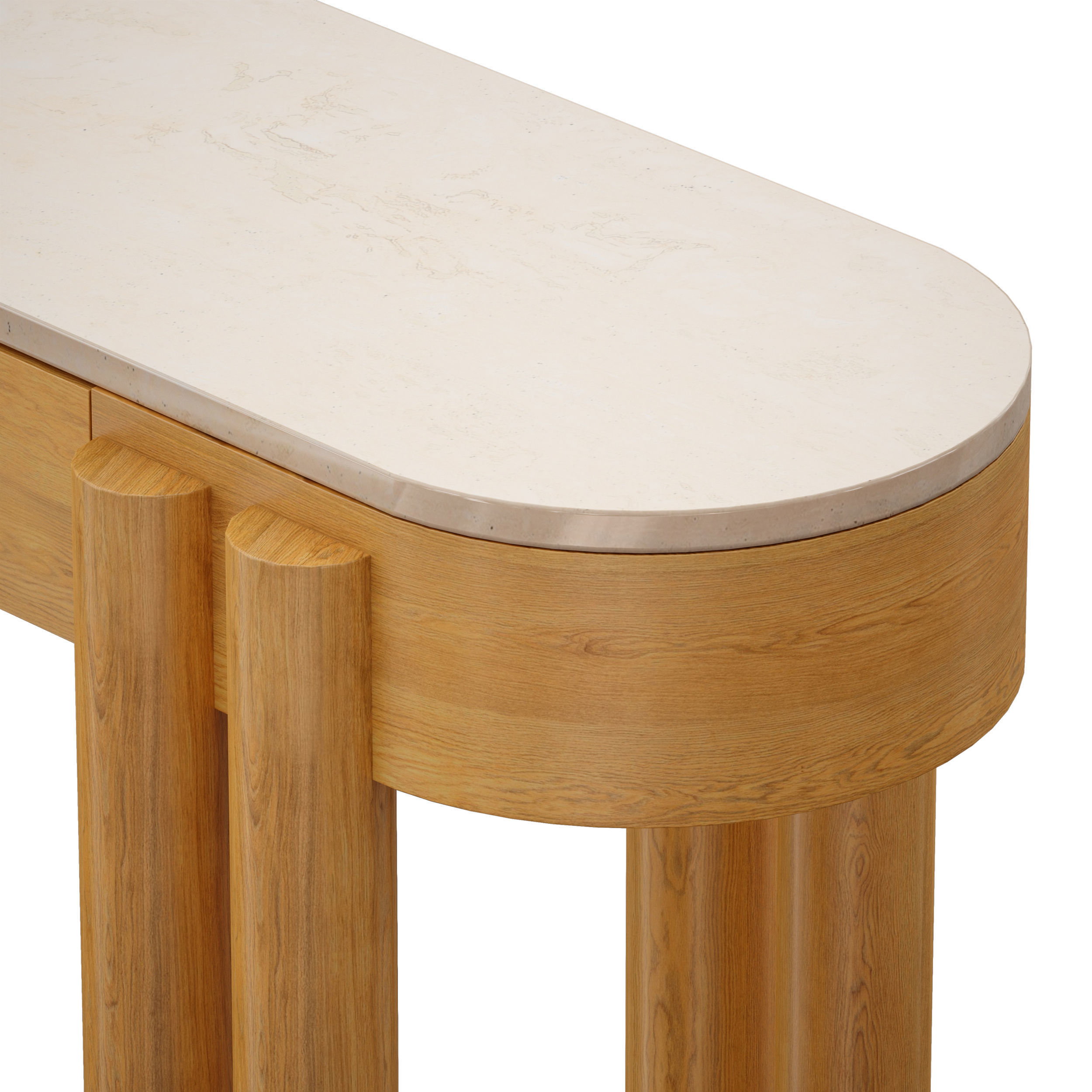 Oasis Oval Wood Console Table Crate and Barrel 3D model_9