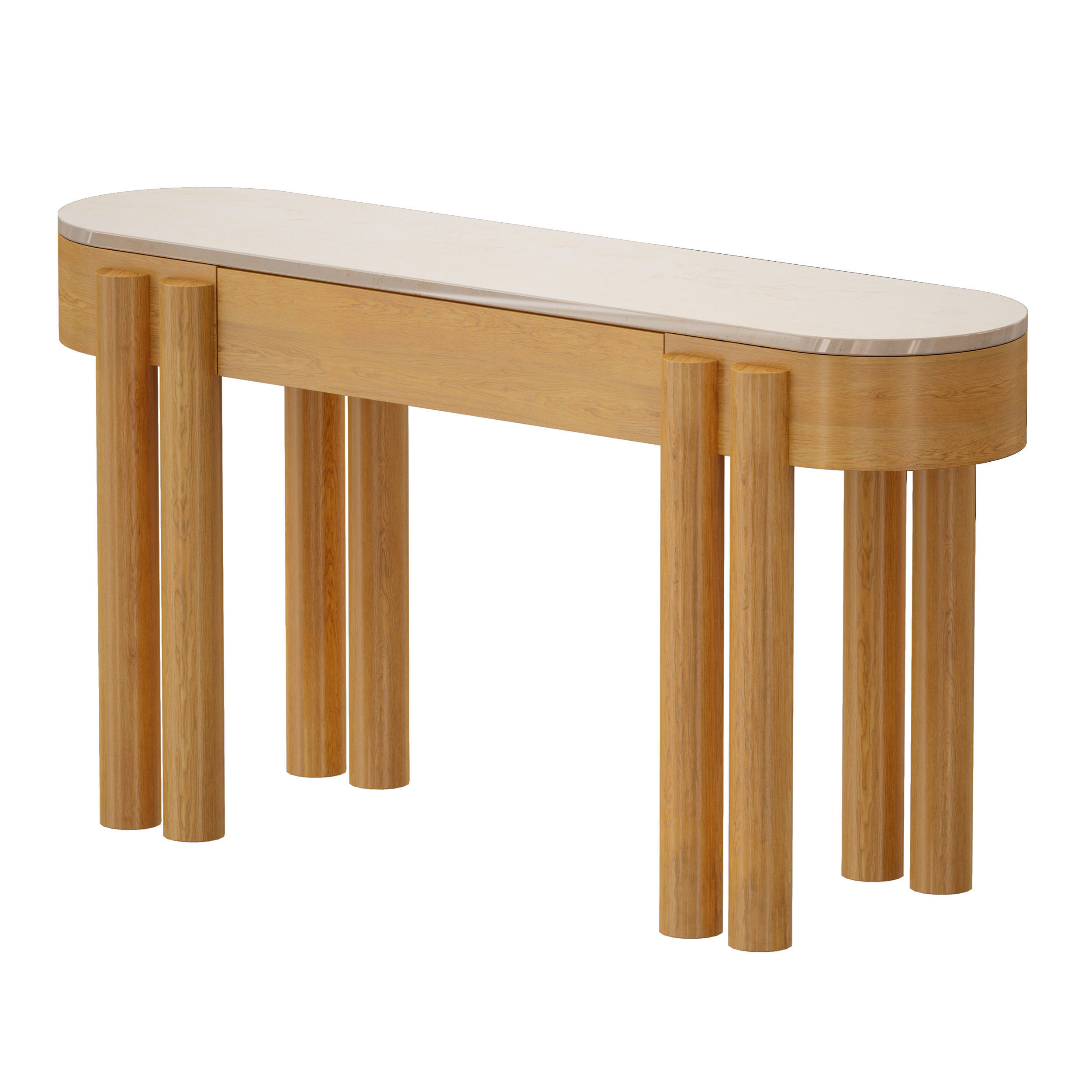 Oasis Oval Wood Console Table Crate and Barrel 3D model_5