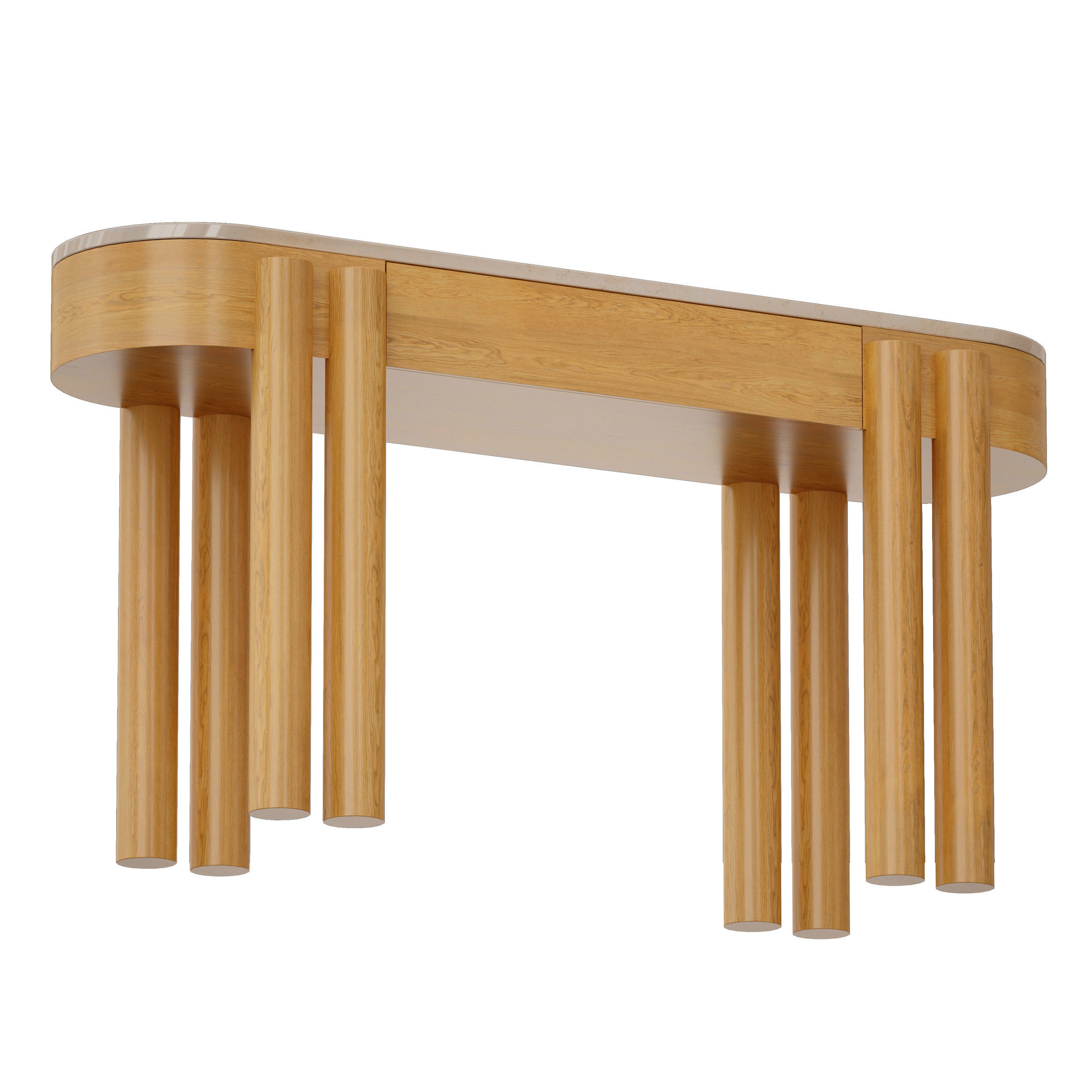 Oasis Oval Wood Console Table Crate and Barrel 3D model_1
