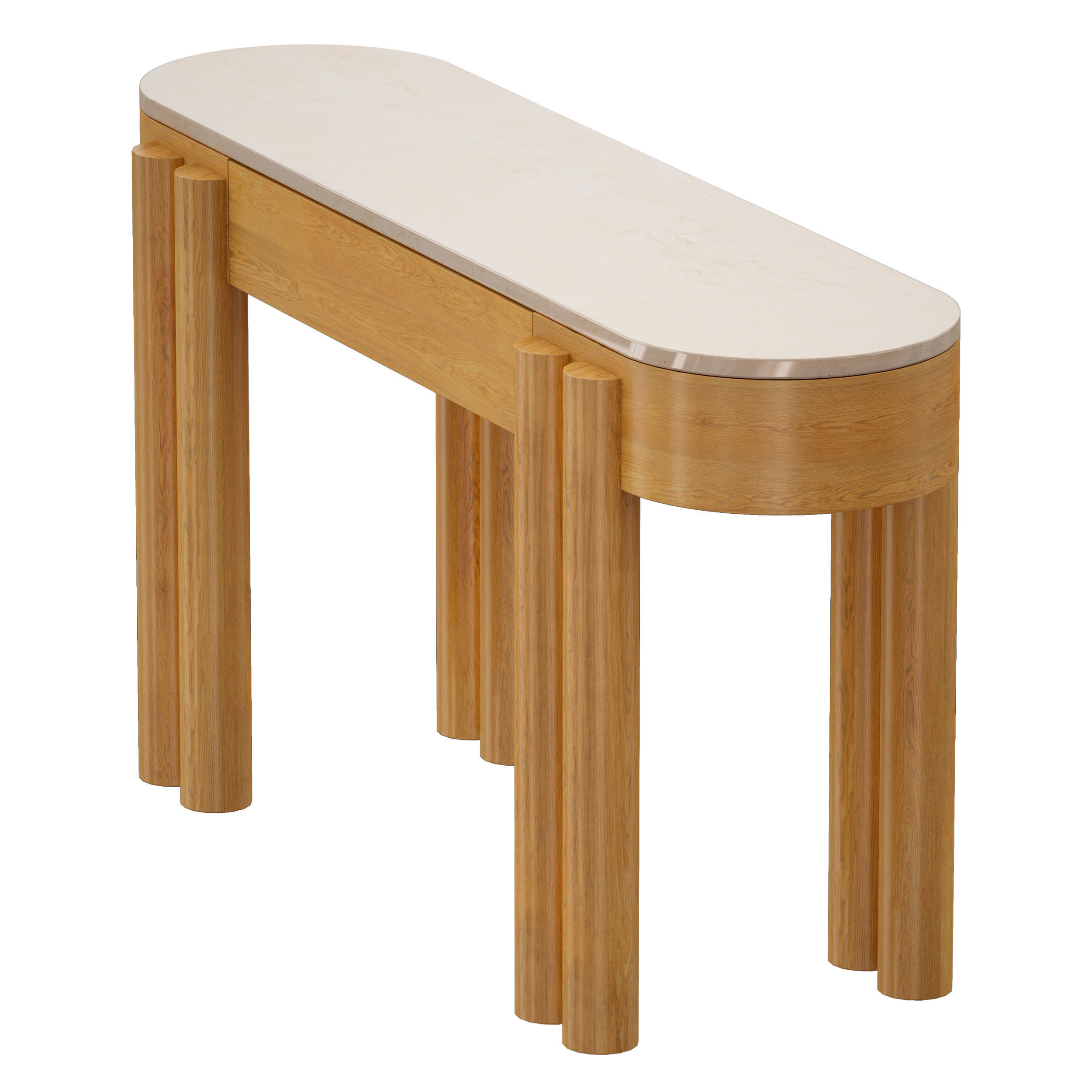 Oasis Oval Wood Console Table Crate and Barrel 3D model_7