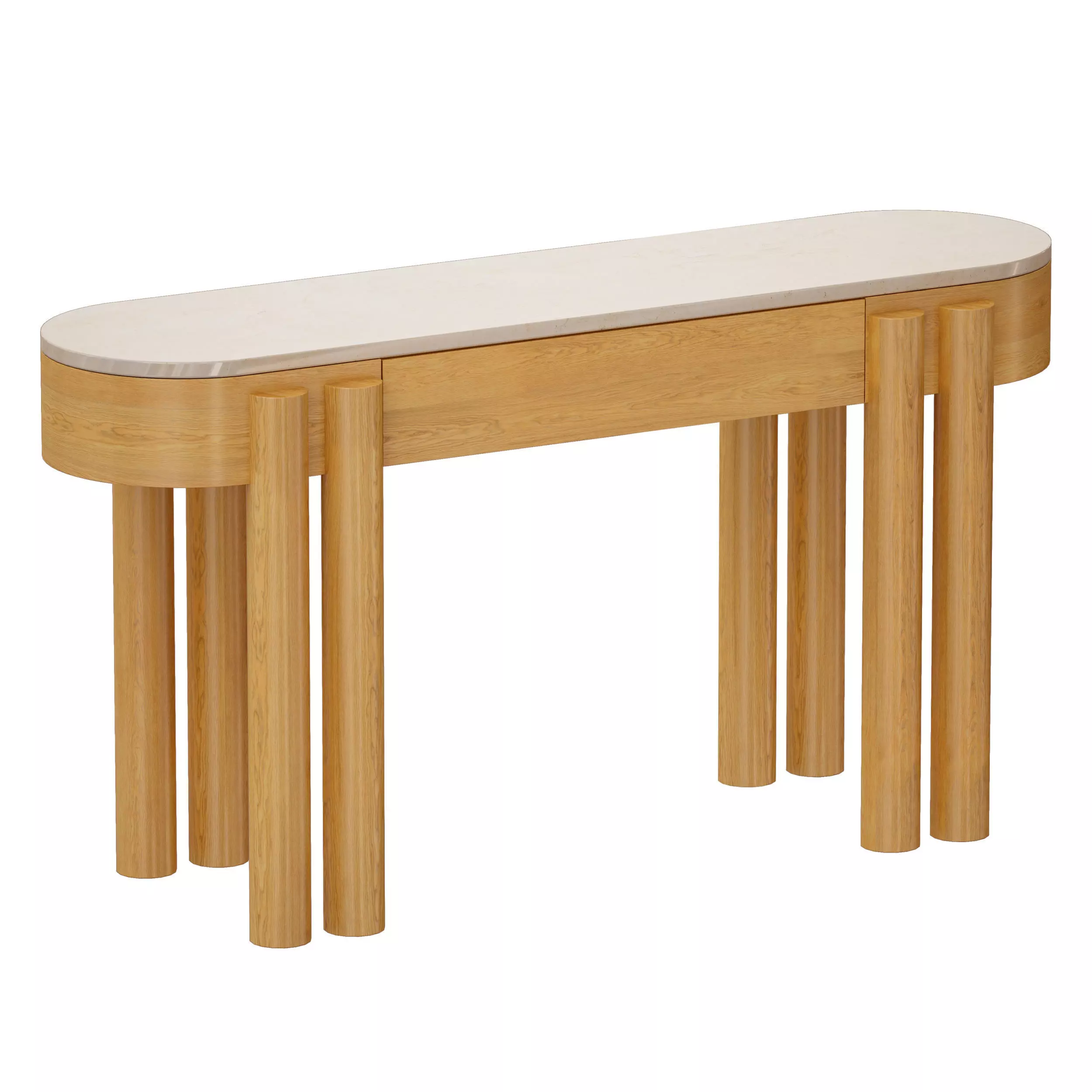Oasis Oval Wood Console Table Crate and Barrel 3D model_0
