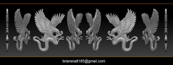 Eagle and snake pendant jewelry 3D print model