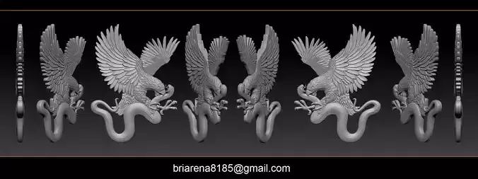 Eagle and snake pendant jewelry 3D print model