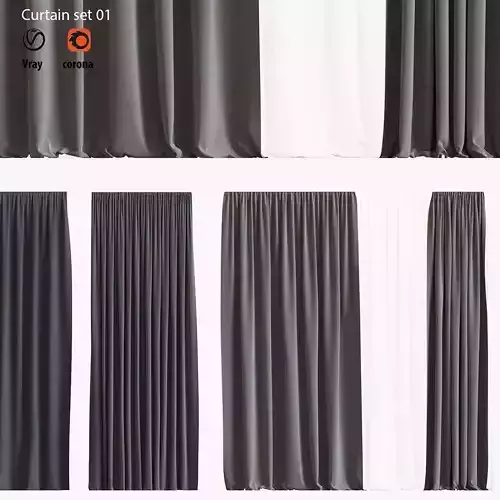 curtain set 01 3D model