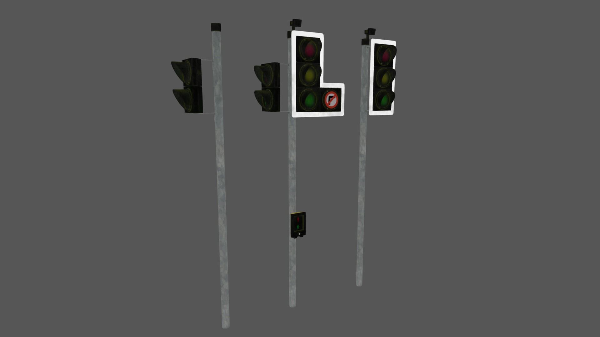 UK traffic Lights Low poly Low-poly 3D model_12