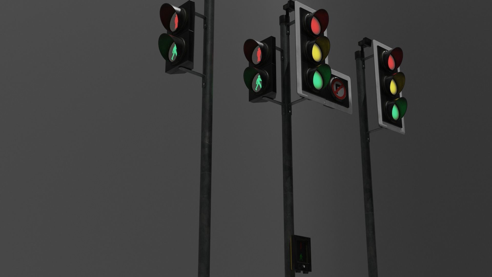 UK traffic Lights Low poly Low-poly 3D model_3