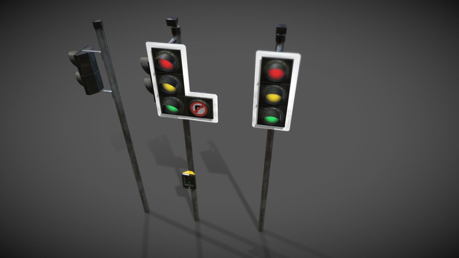 UK traffic Lights Low poly Low-poly 3D model_6