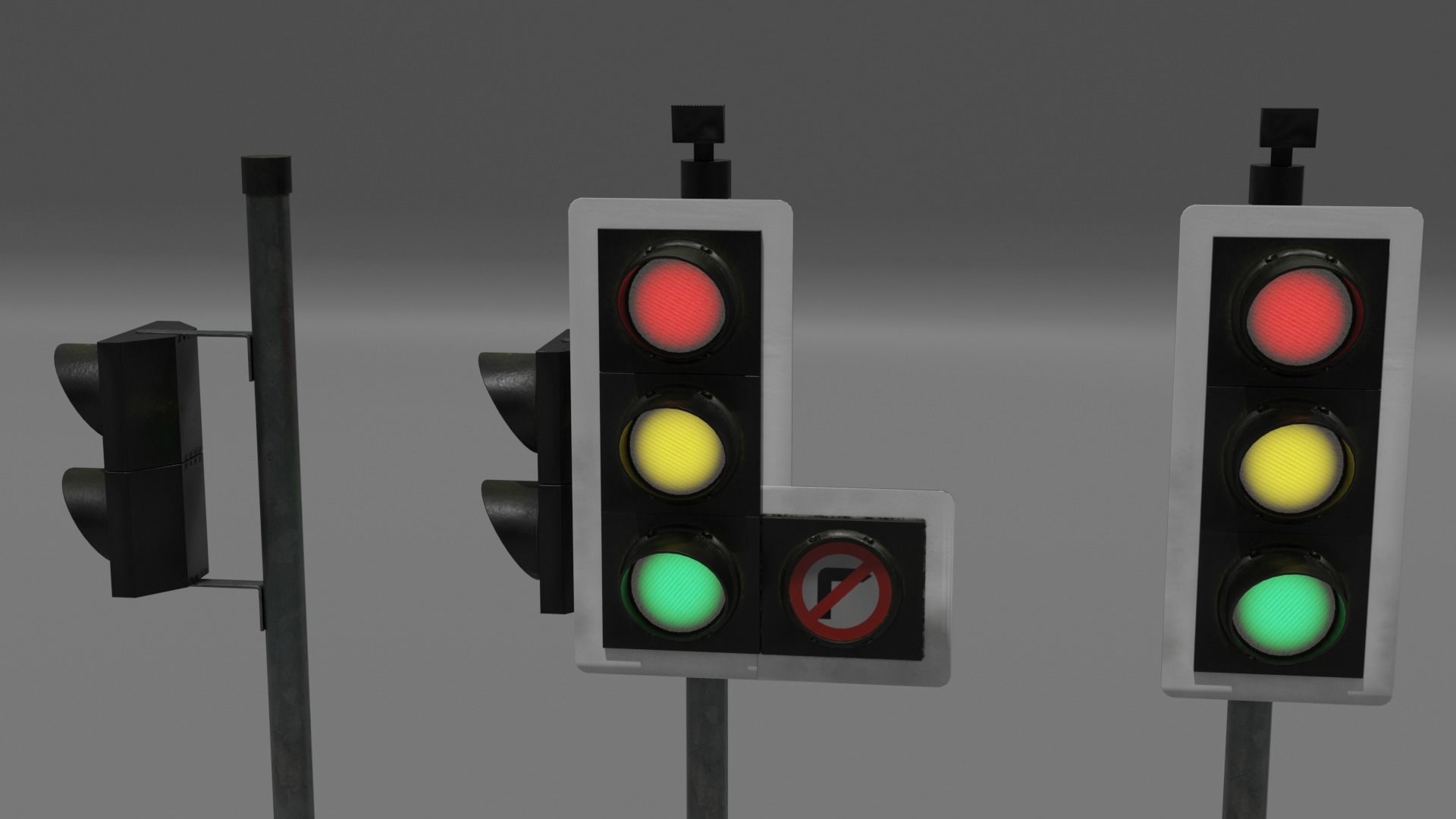 UK traffic Lights Low poly Low-poly 3D model_10