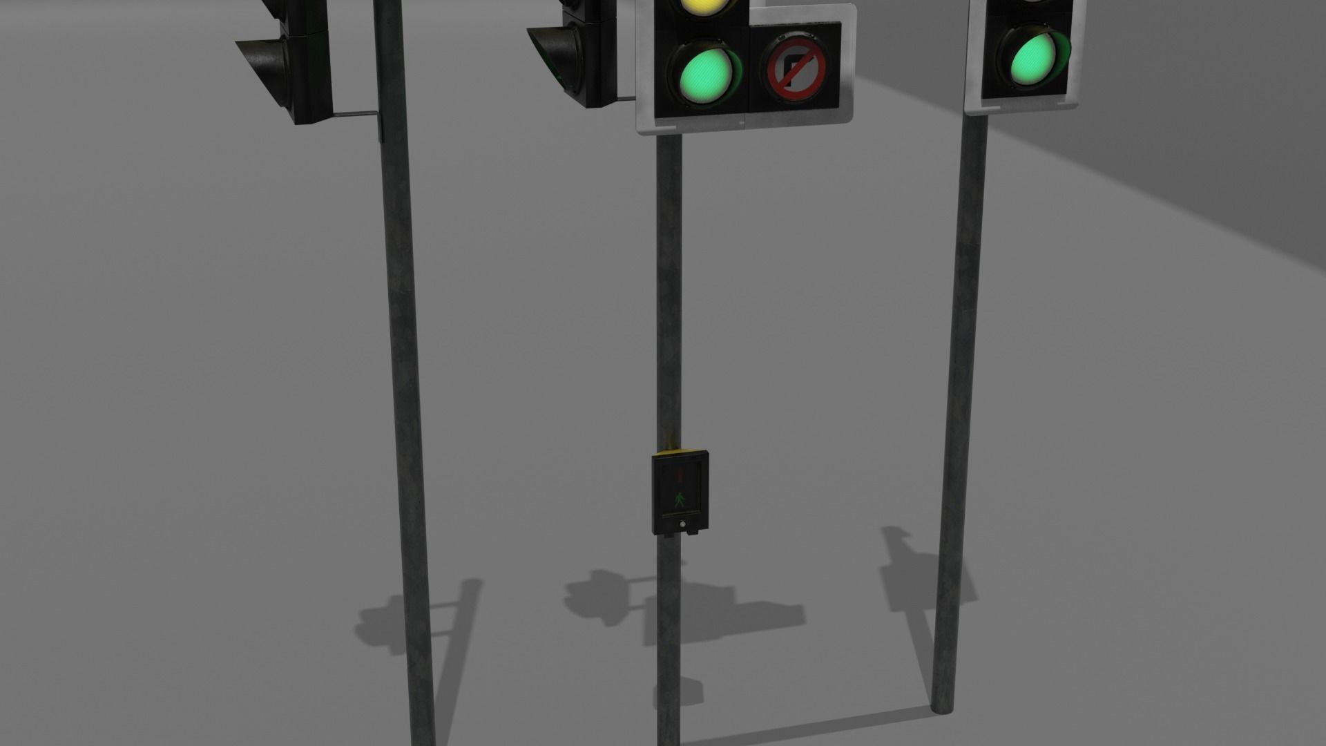 UK traffic Lights Low poly Low-poly 3D model_18