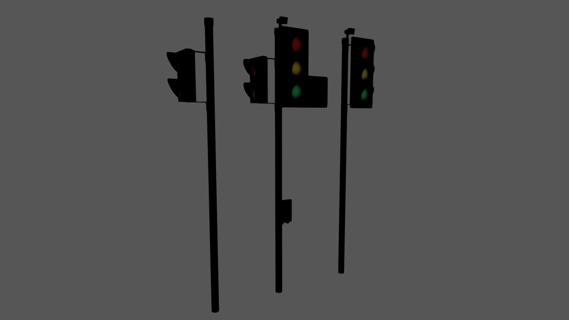 UK traffic Lights Low poly Low-poly 3D model_8