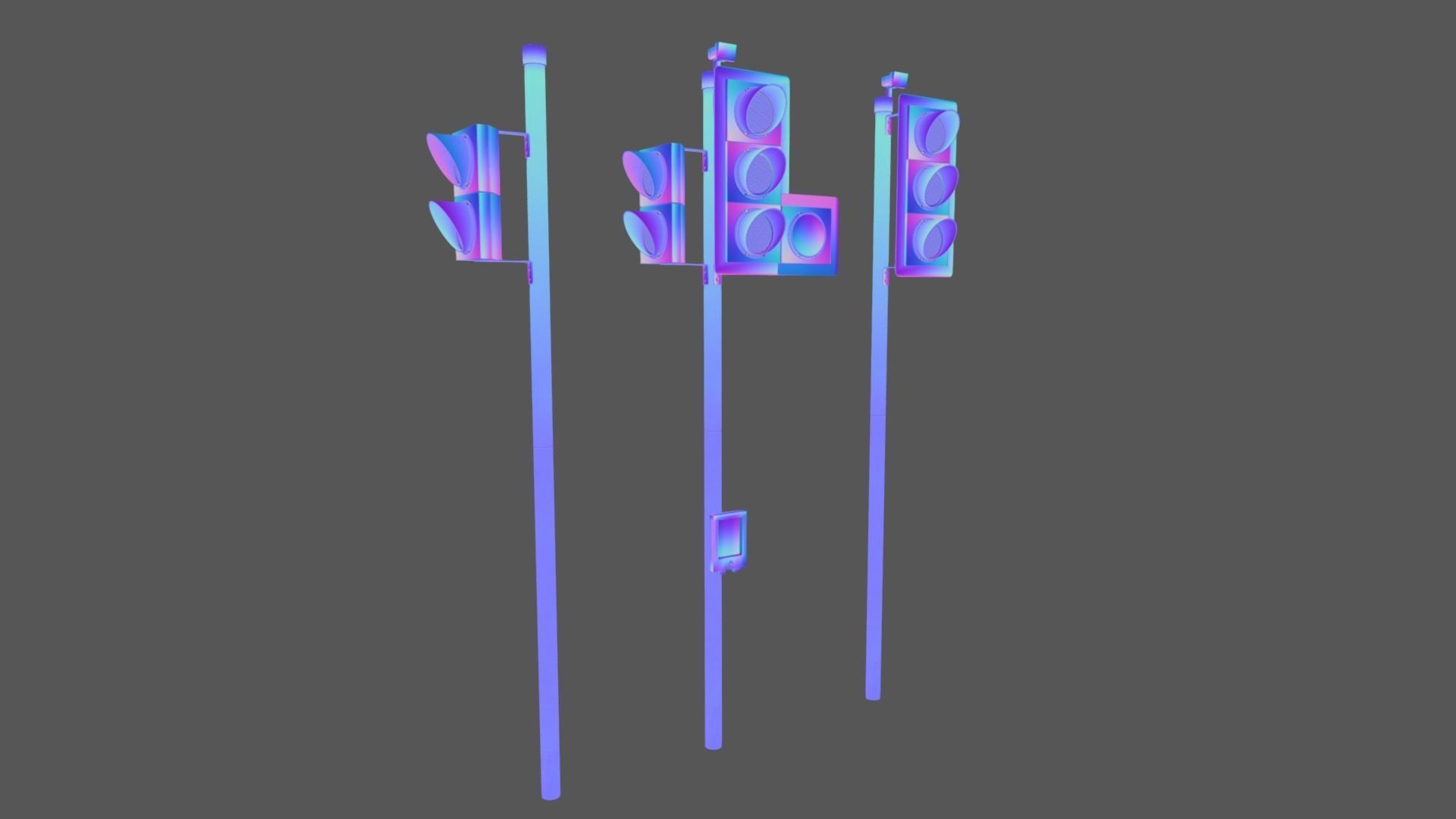 UK traffic Lights Low poly Low-poly 3D model_15
