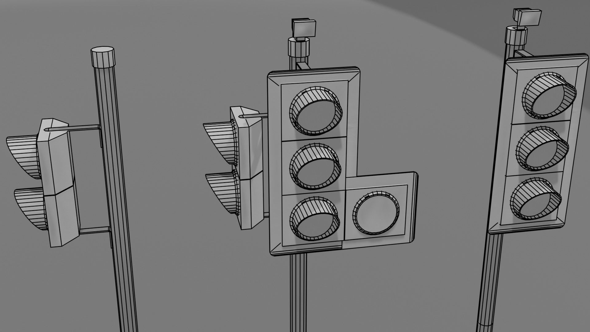 UK traffic Lights Low poly Low-poly 3D model_19