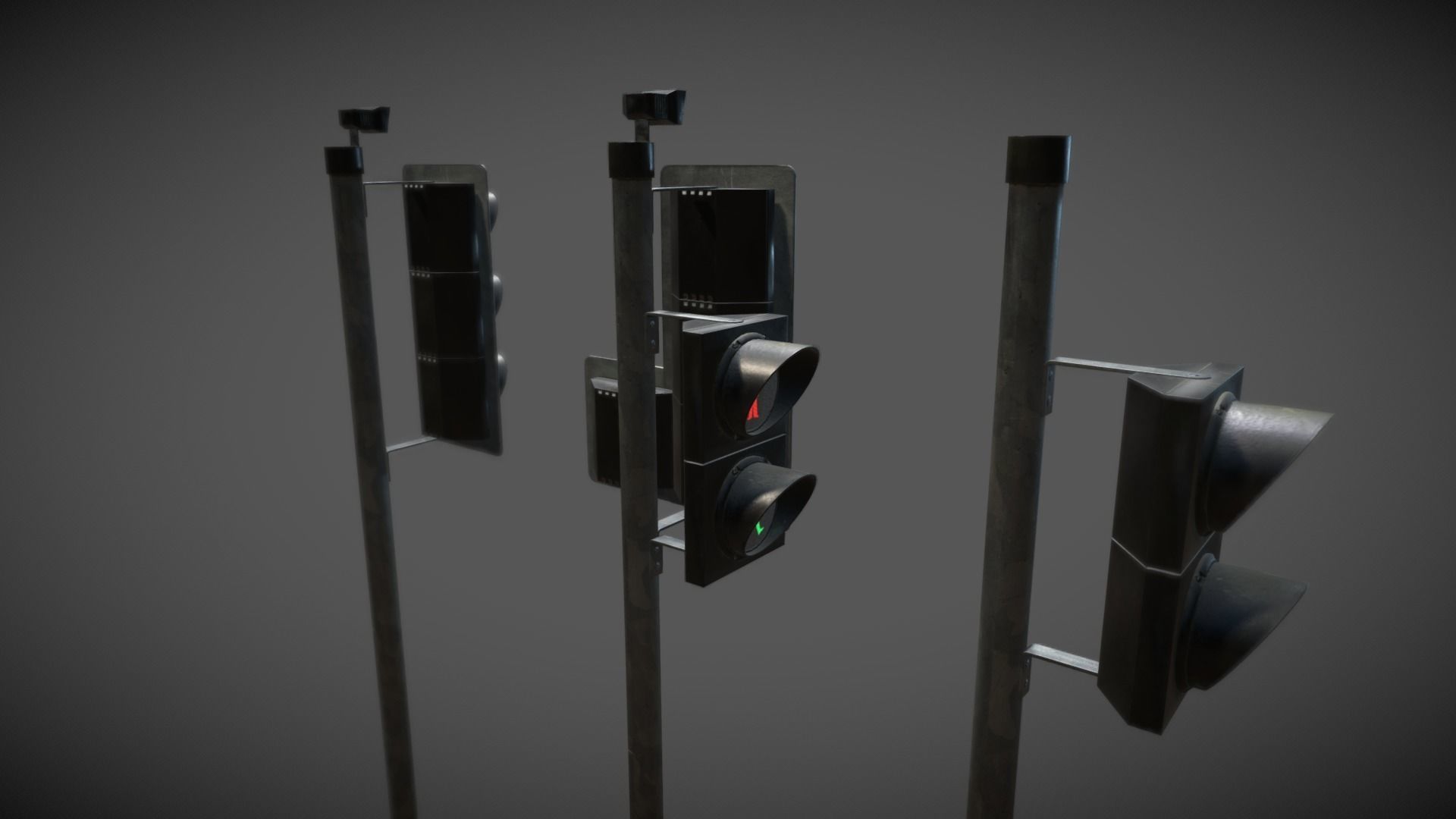UK traffic Lights Low poly Low-poly 3D model_4