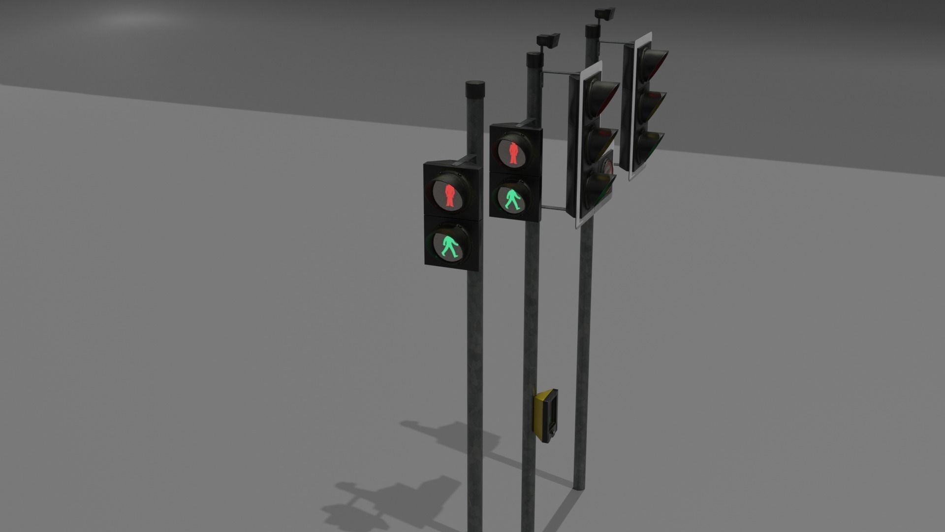 UK traffic Lights Low poly Low-poly 3D model_7
