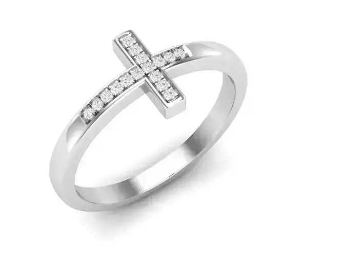 Cross Diamond jewelry ring for woman 3D print model