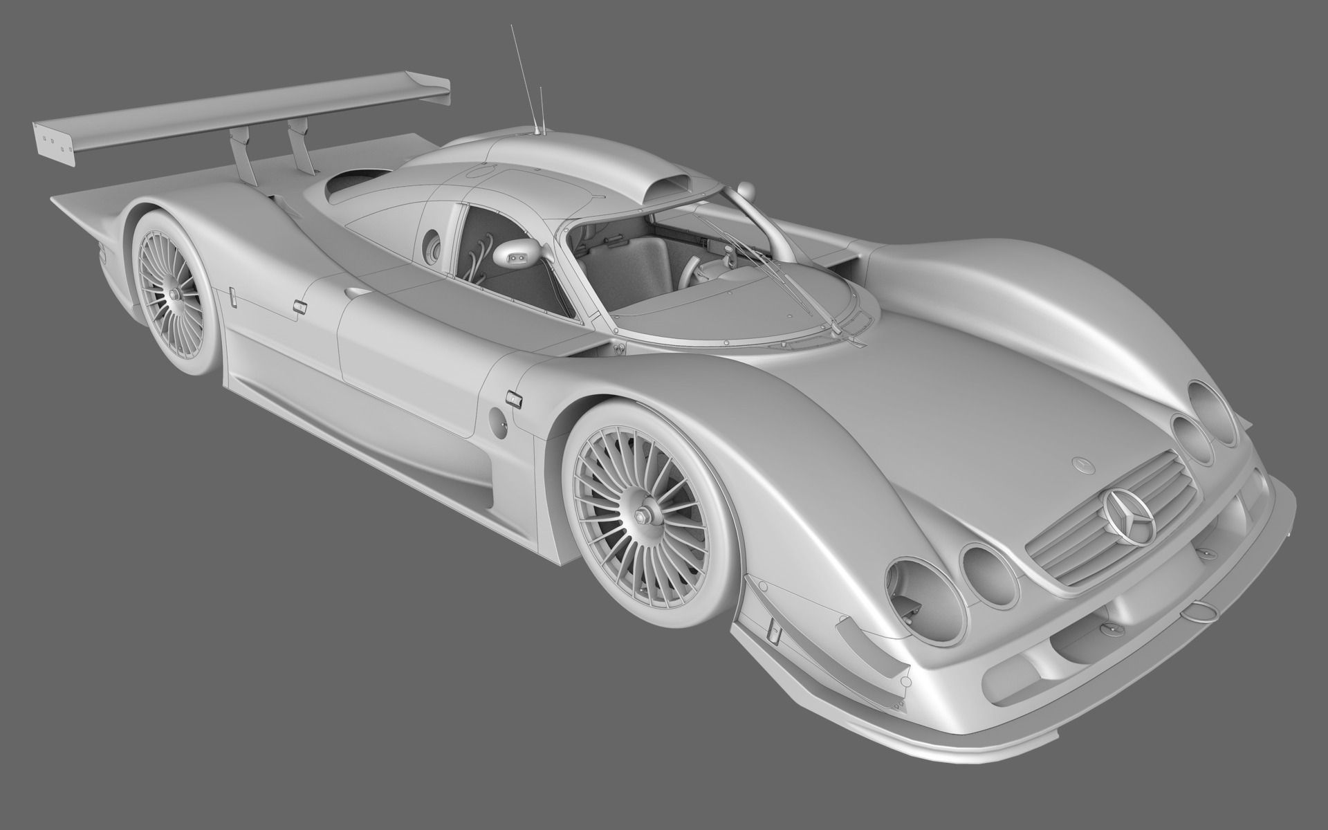 Mercedes Benz CLR99 CLK GT PBR Low-poly 3D model_17