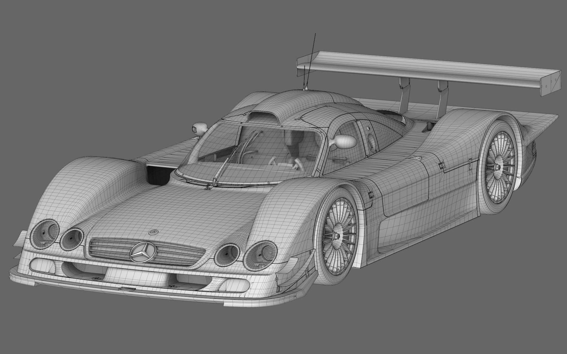 Mercedes Benz CLR99 CLK GT PBR Low-poly 3D model_44