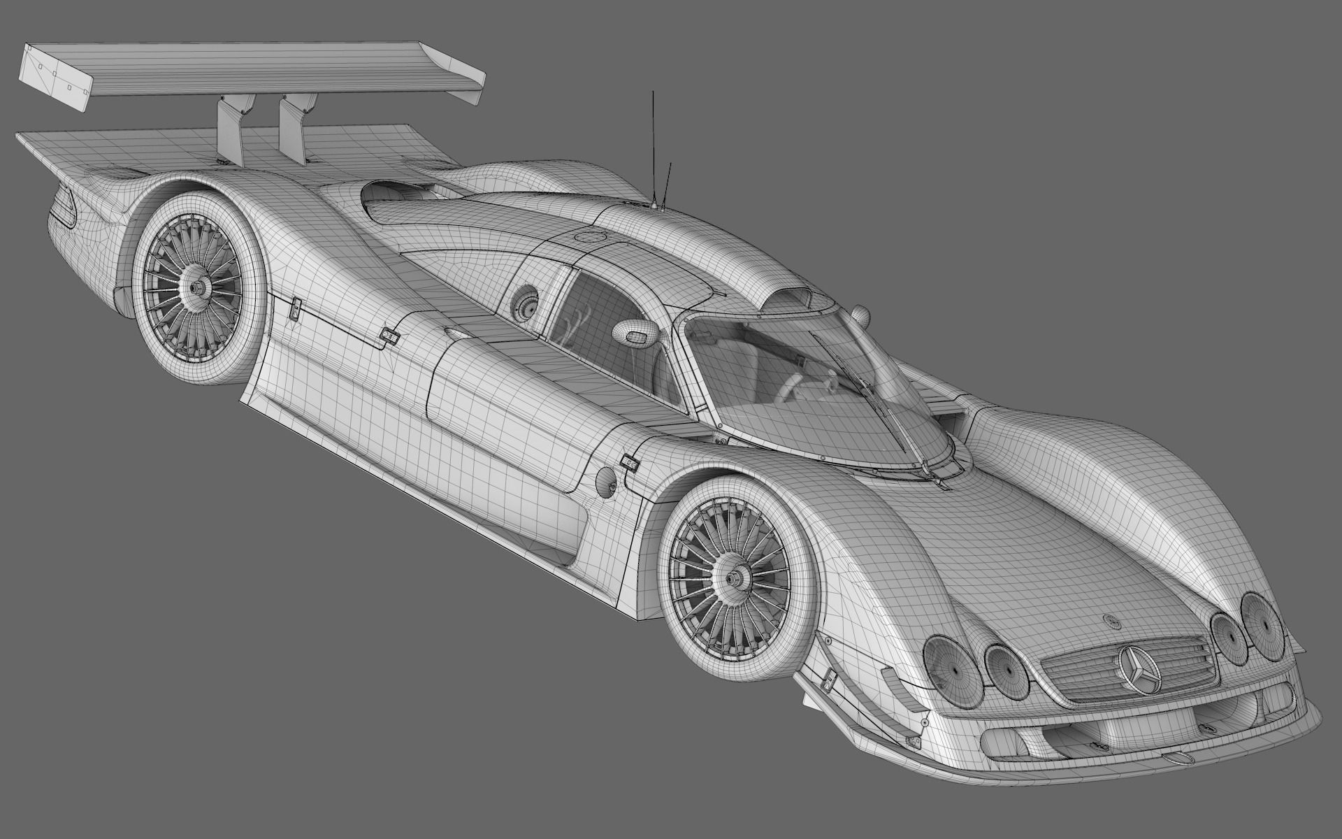 Mercedes Benz CLR99 CLK GT PBR Low-poly 3D model_34