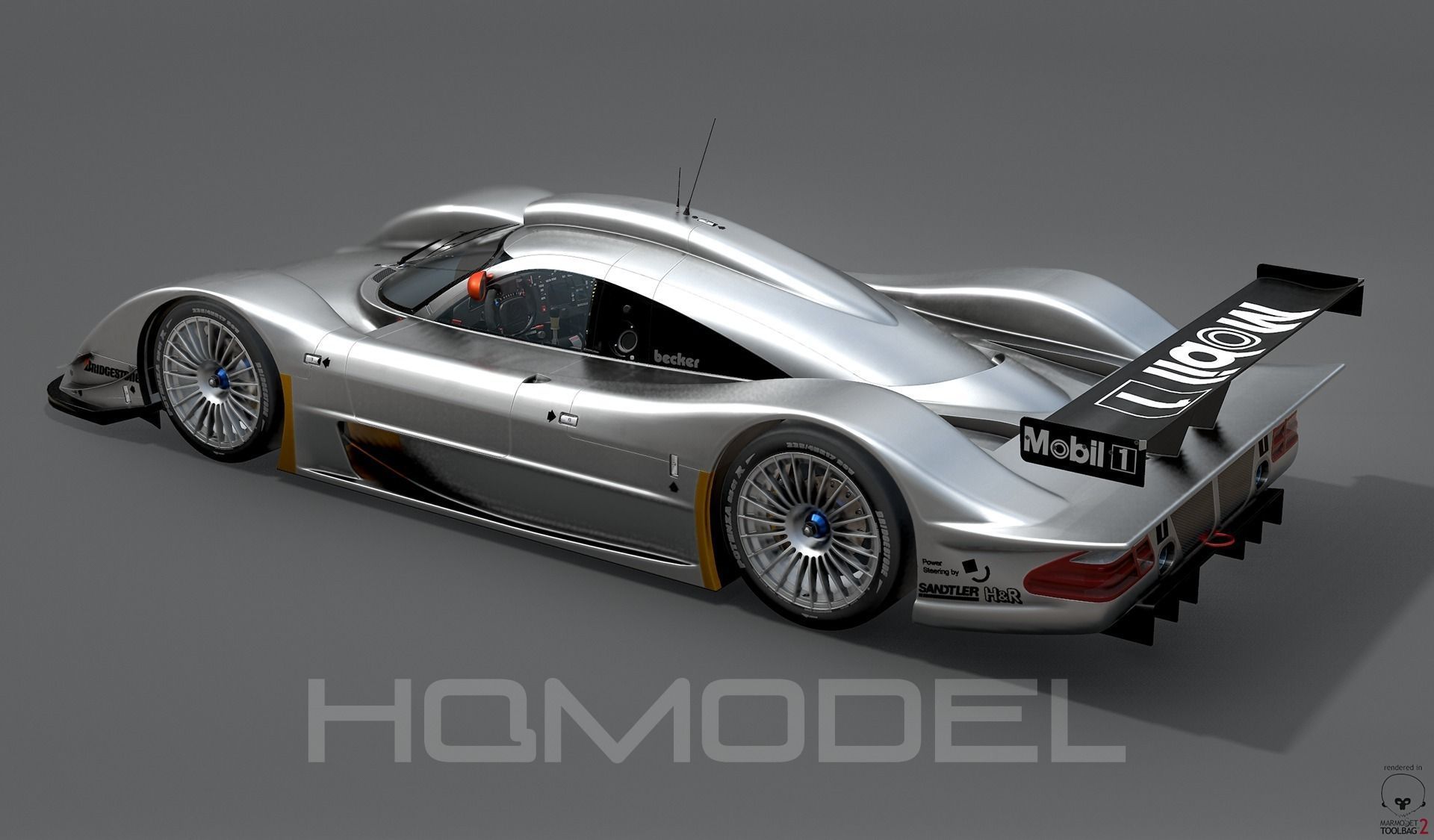 Mercedes Benz CLR99 CLK GT PBR Low-poly 3D model_10