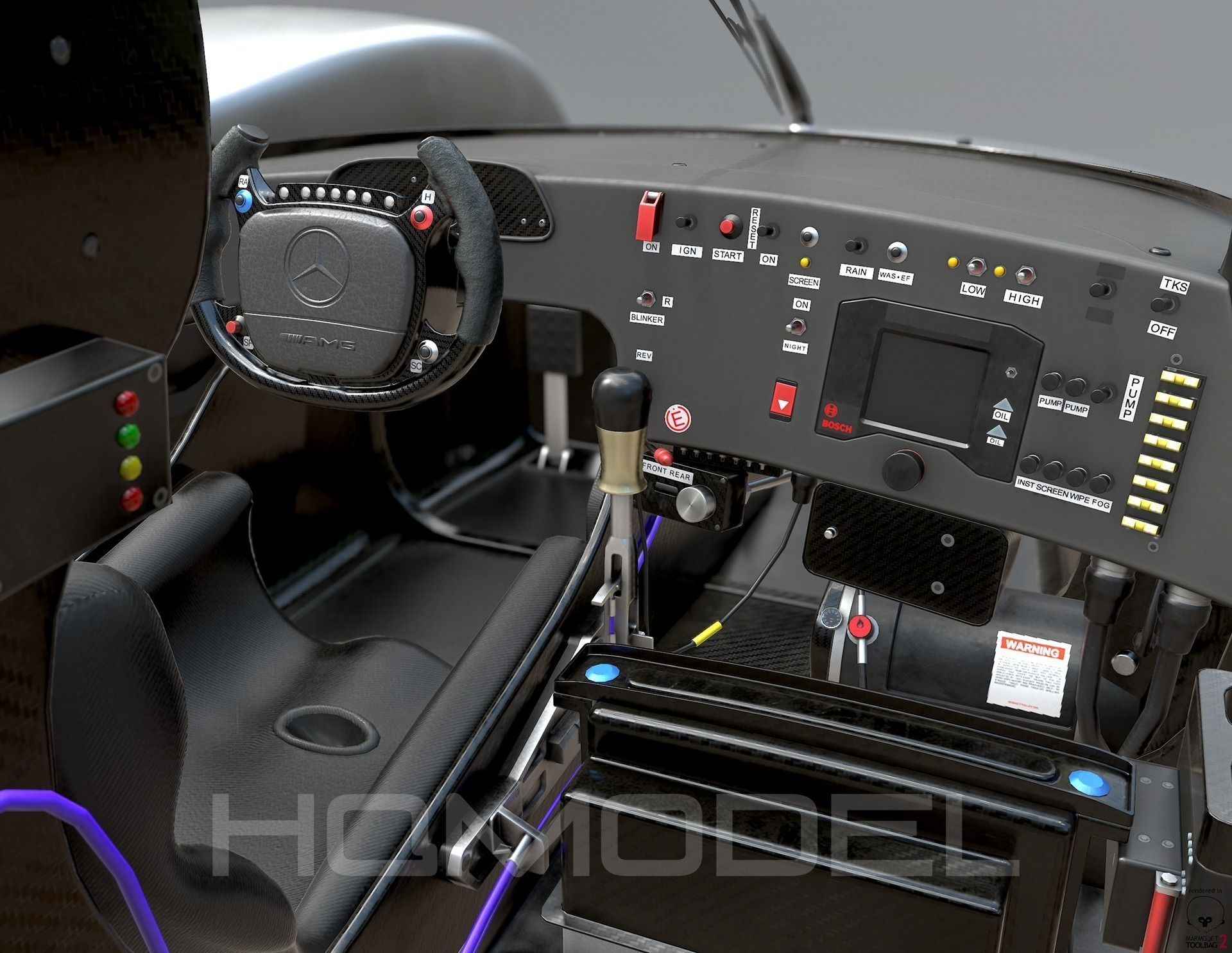 Mercedes Benz CLR99 CLK GT PBR Low-poly 3D model_14