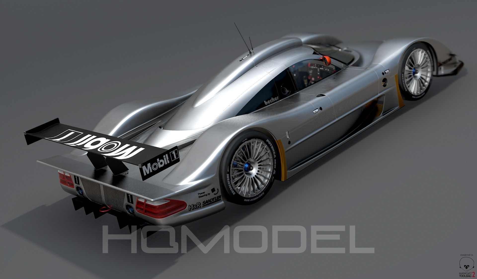 Mercedes Benz CLR99 CLK GT PBR Low-poly 3D model_9