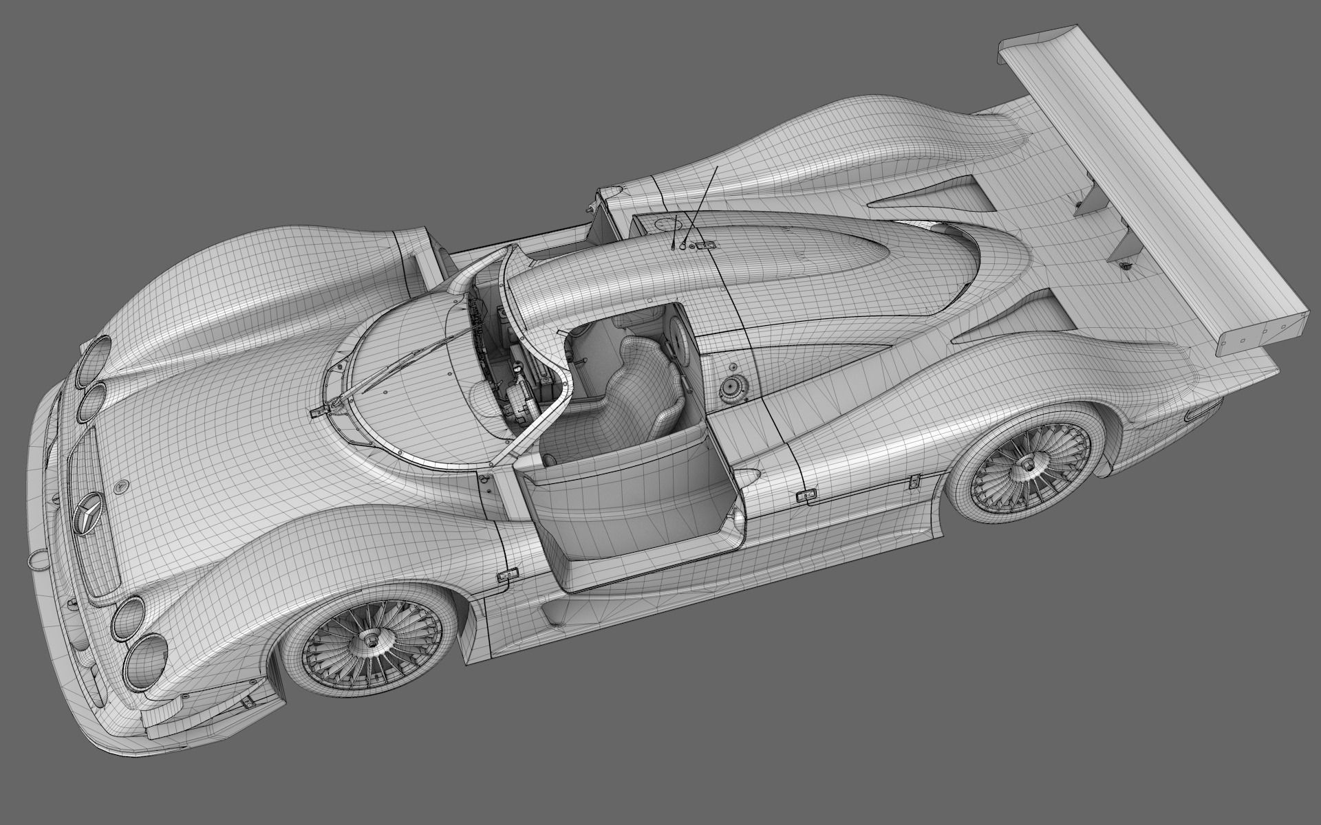 Mercedes Benz CLR99 CLK GT PBR Low-poly 3D model_42