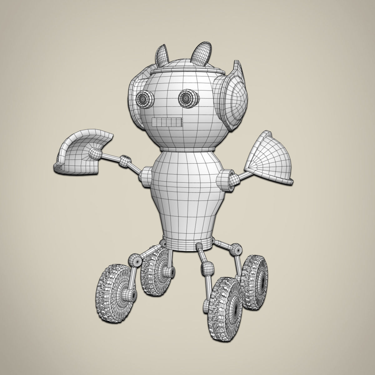 Robots four toy on wheels 3D model_11