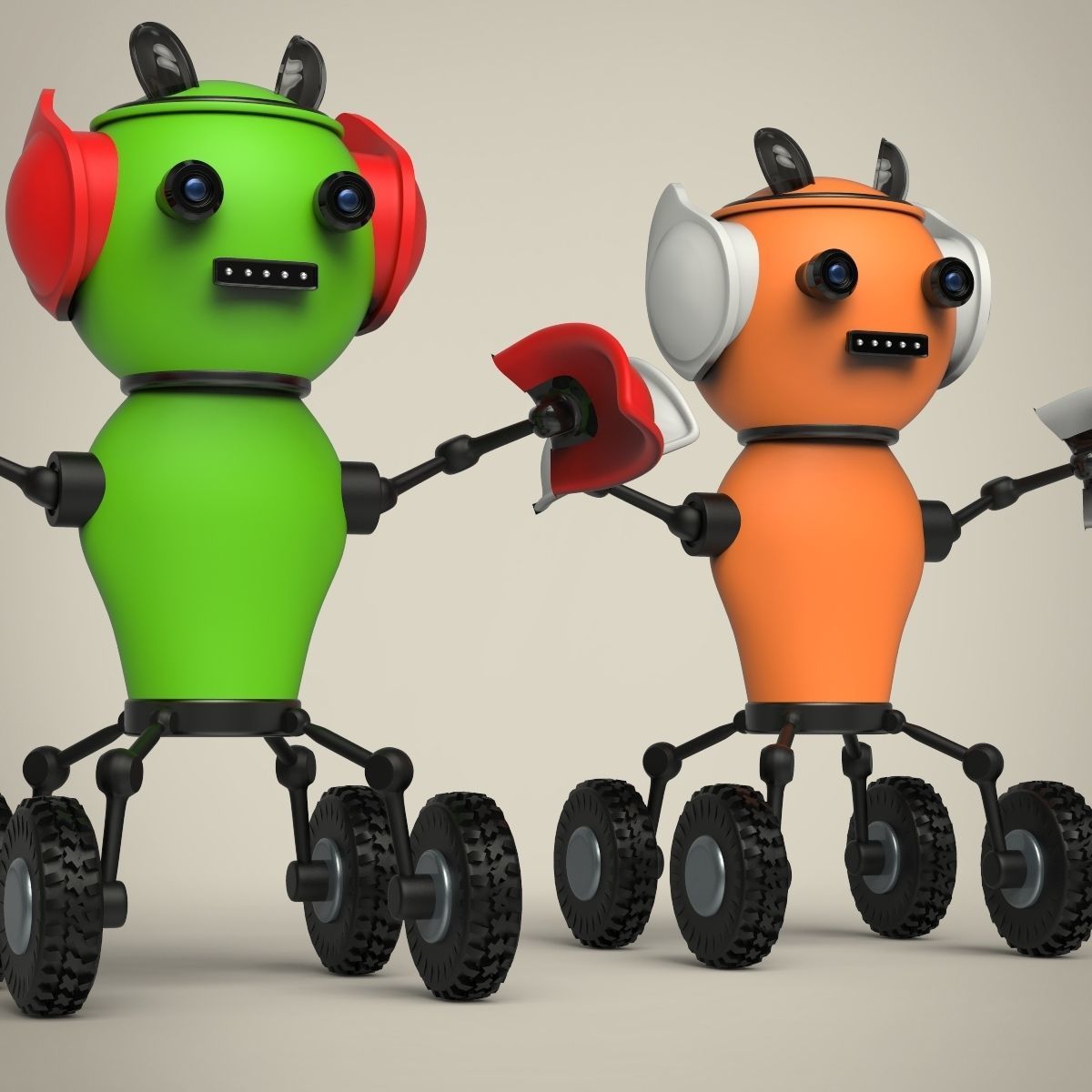 Robots four toy on wheels 3D model_3