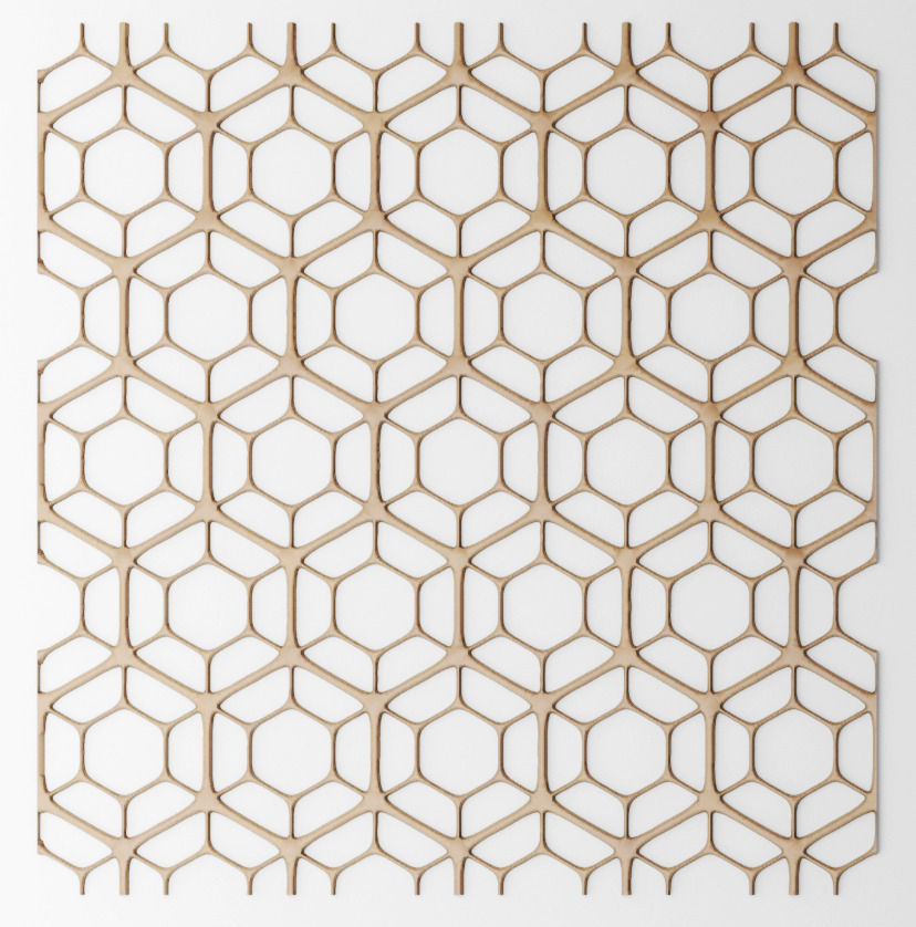 Set panel lattice grille 3D 44 3D model_2