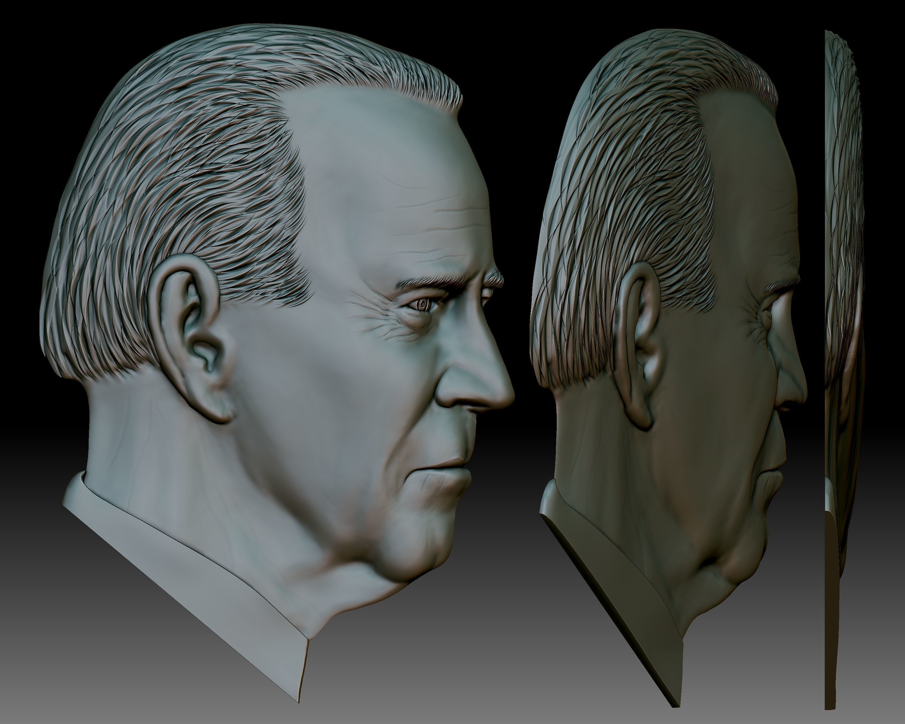 Biden portrait relief for CNC router or 3D printer 3D print model_1