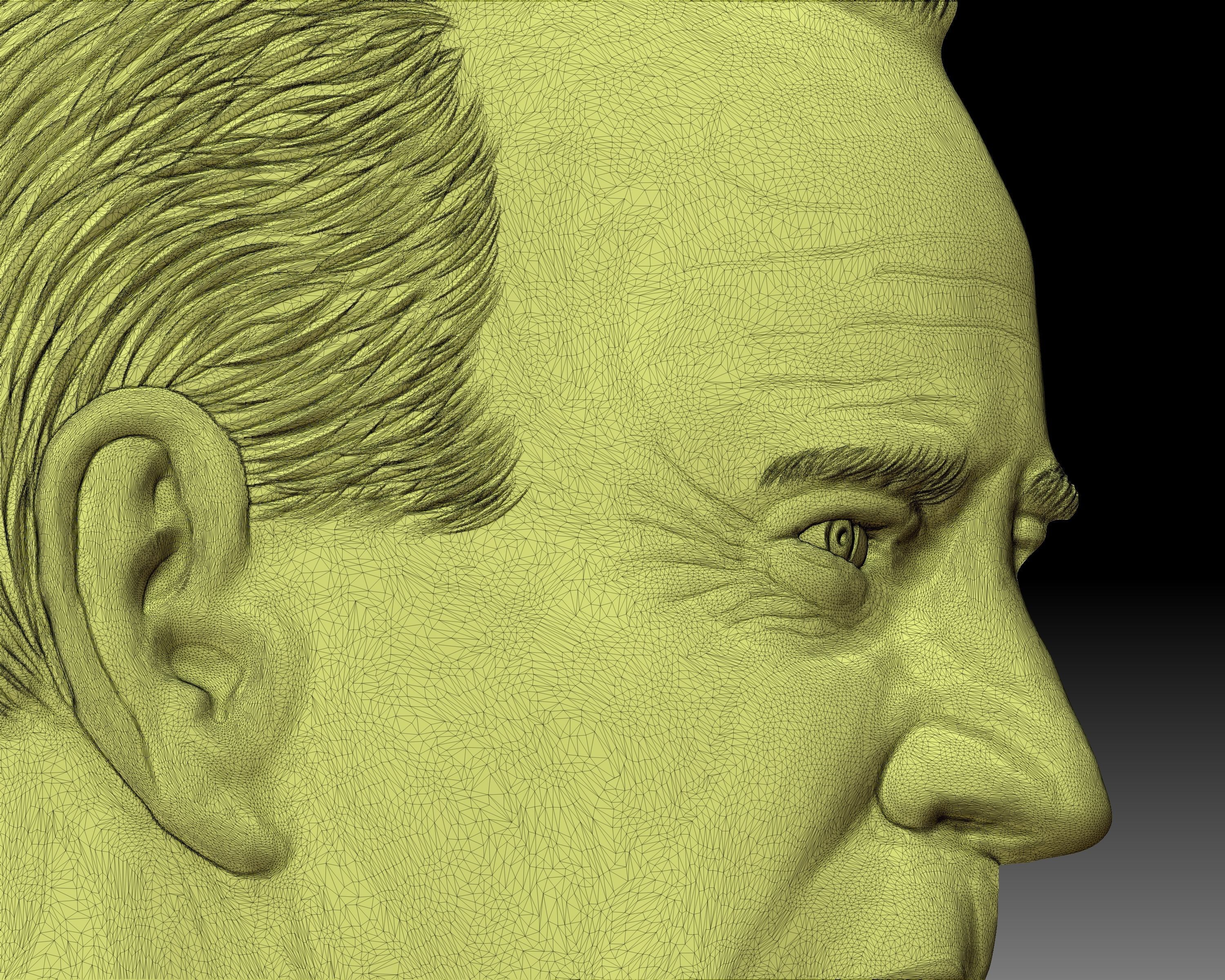 Biden portrait relief for CNC router or 3D printer 3D print model_6