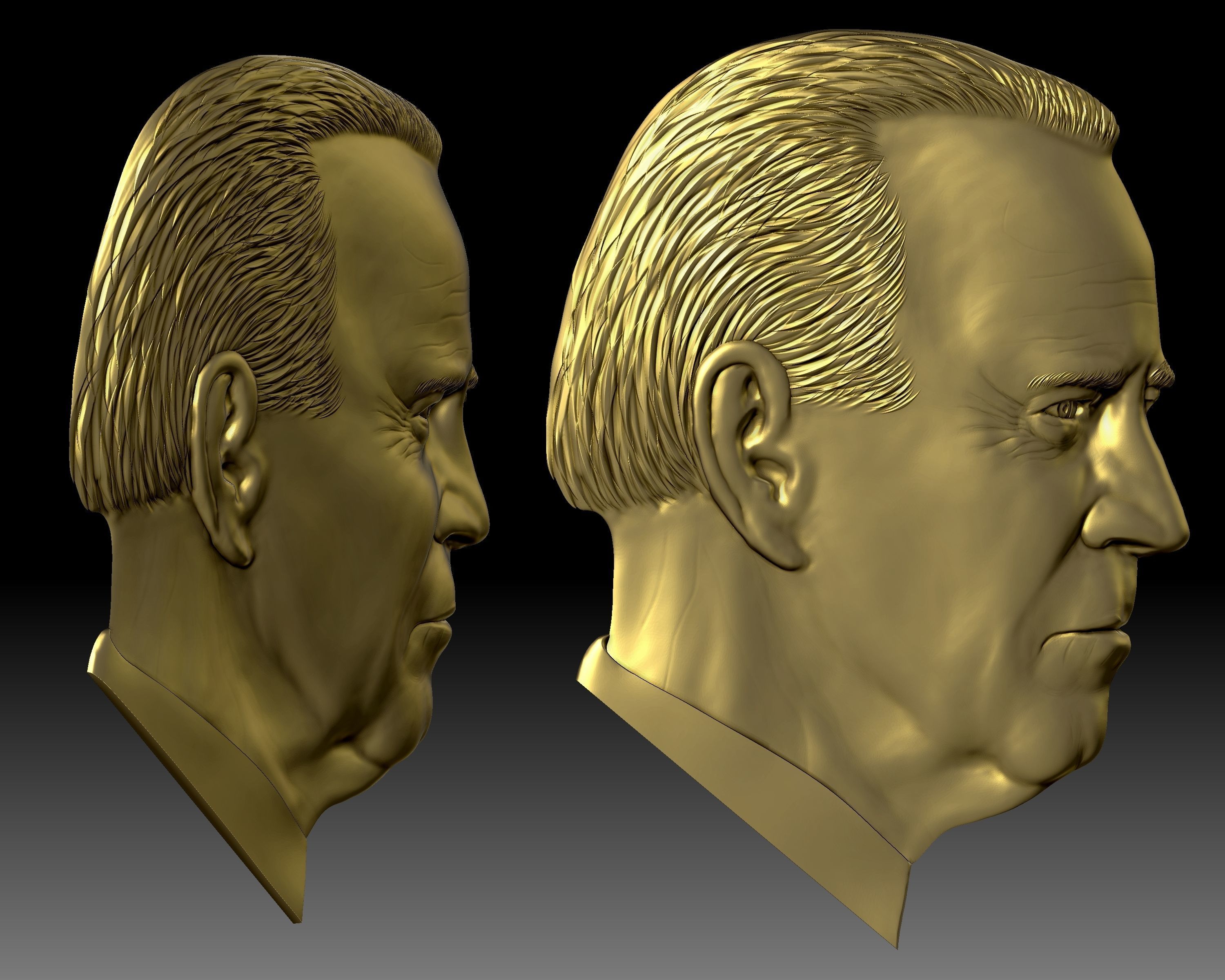 Biden portrait relief for CNC router or 3D printer 3D print model_4