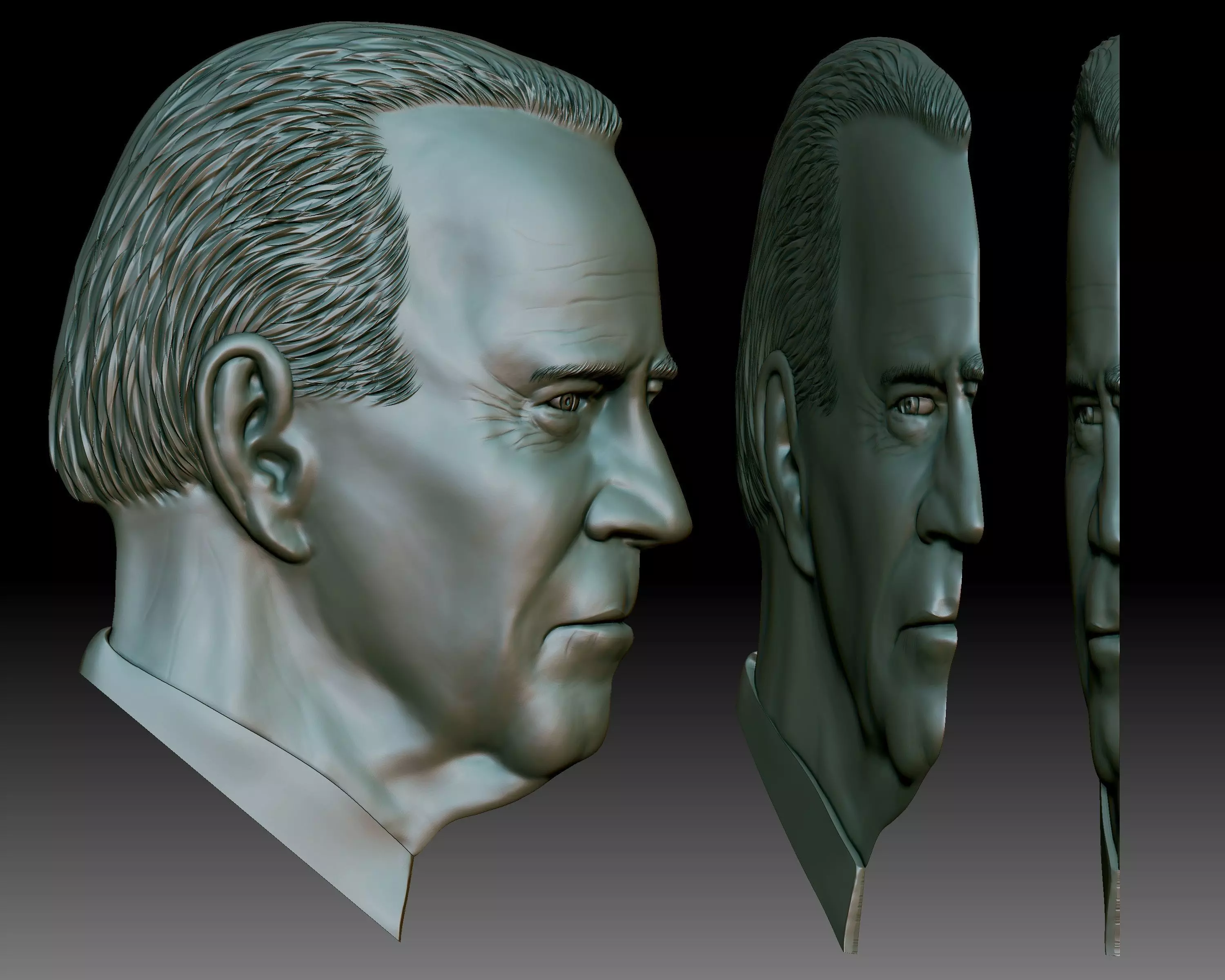 Biden portrait relief for CNC router or 3D printer 3D print model_0