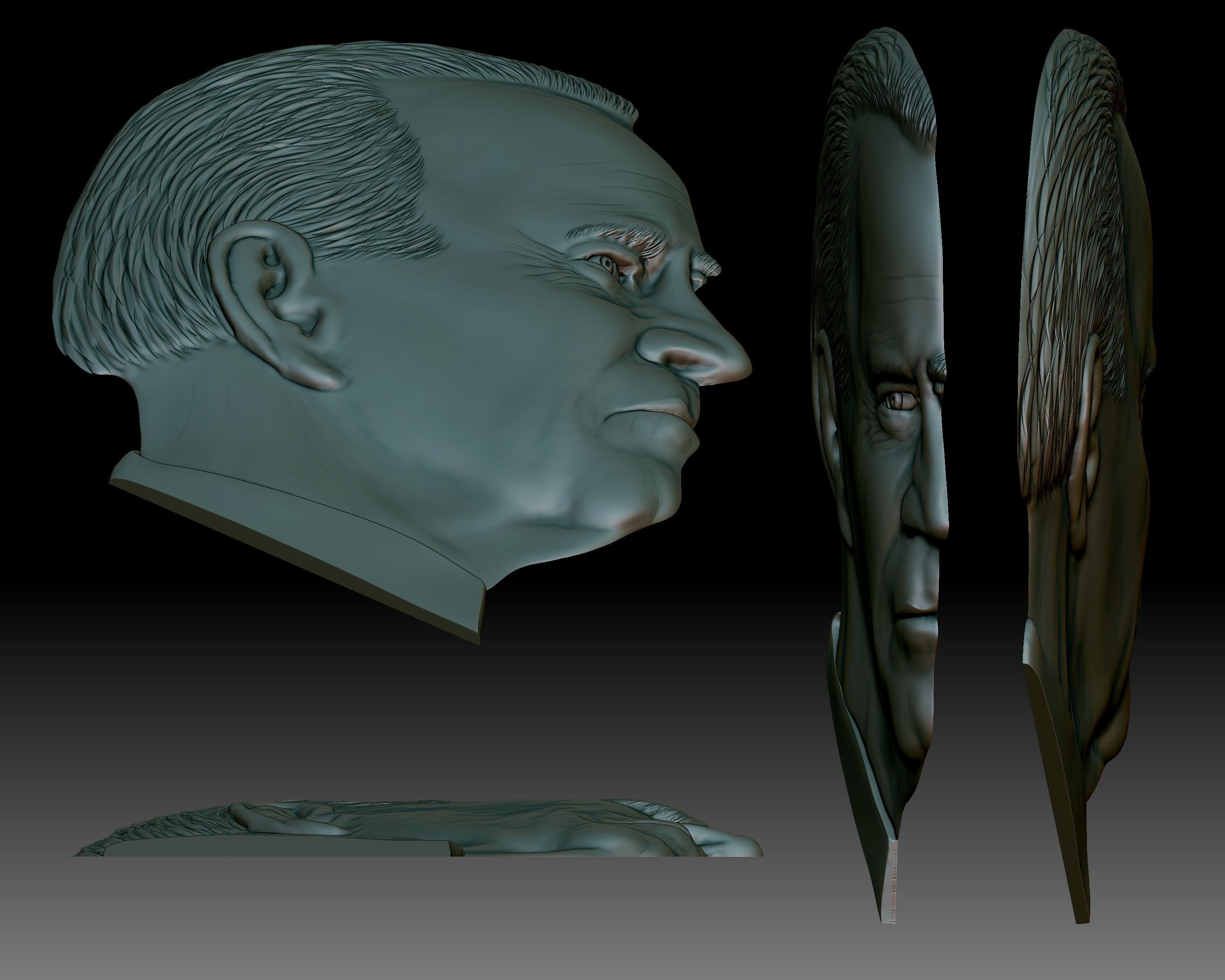 Biden portrait relief for CNC router or 3D printer 3D print model_2