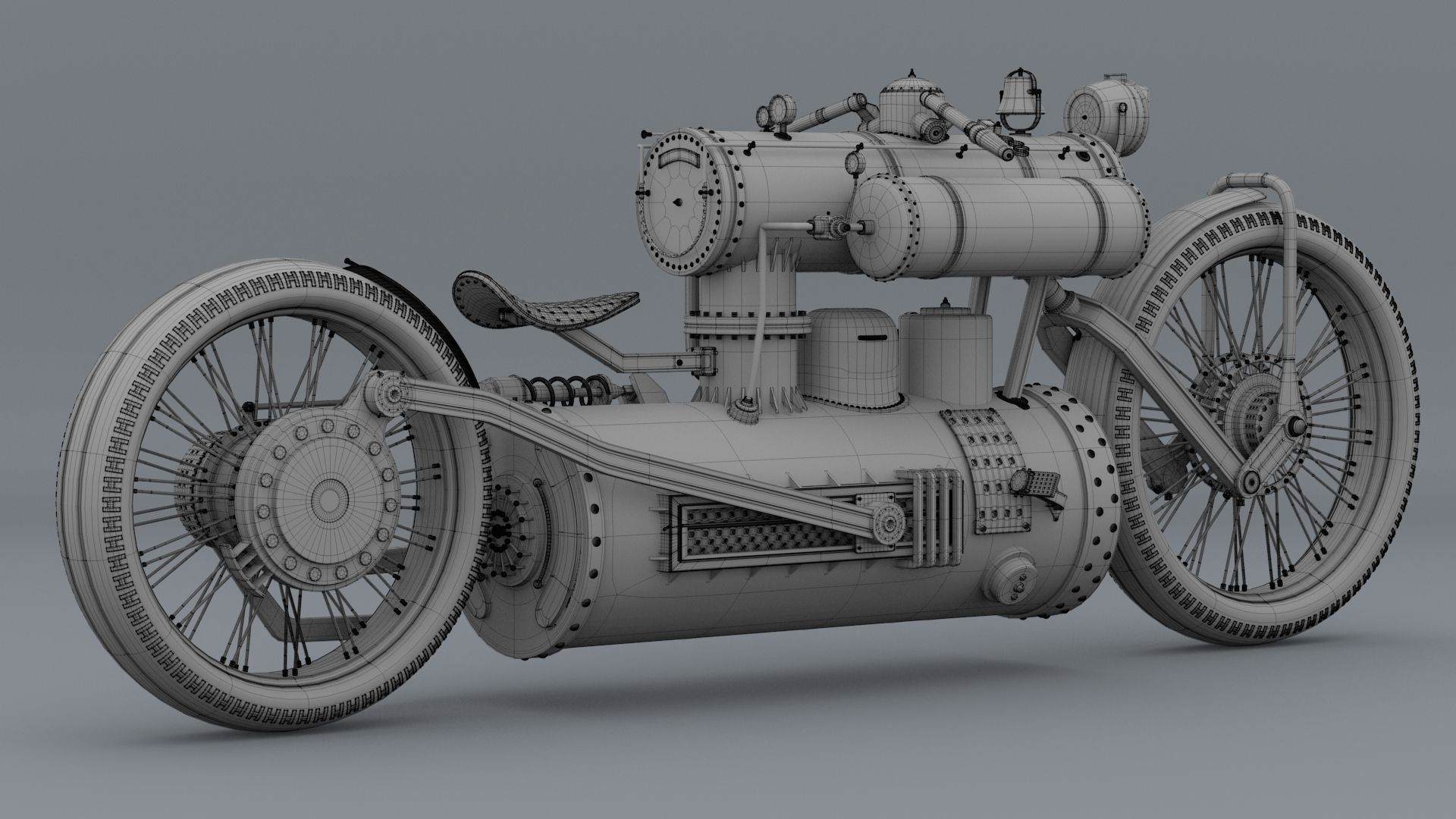 Steampunk bike 3D model_7