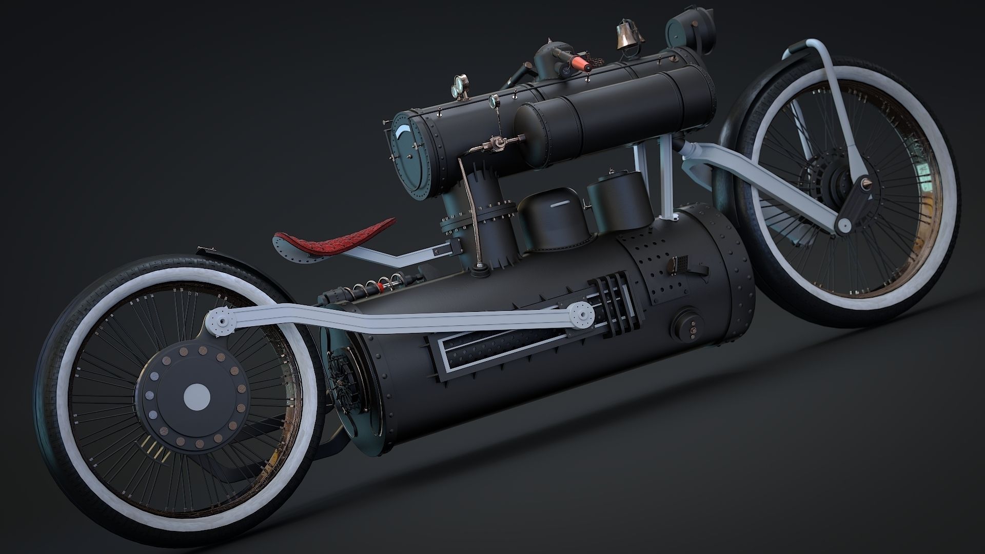Steampunk bike 3D model_2