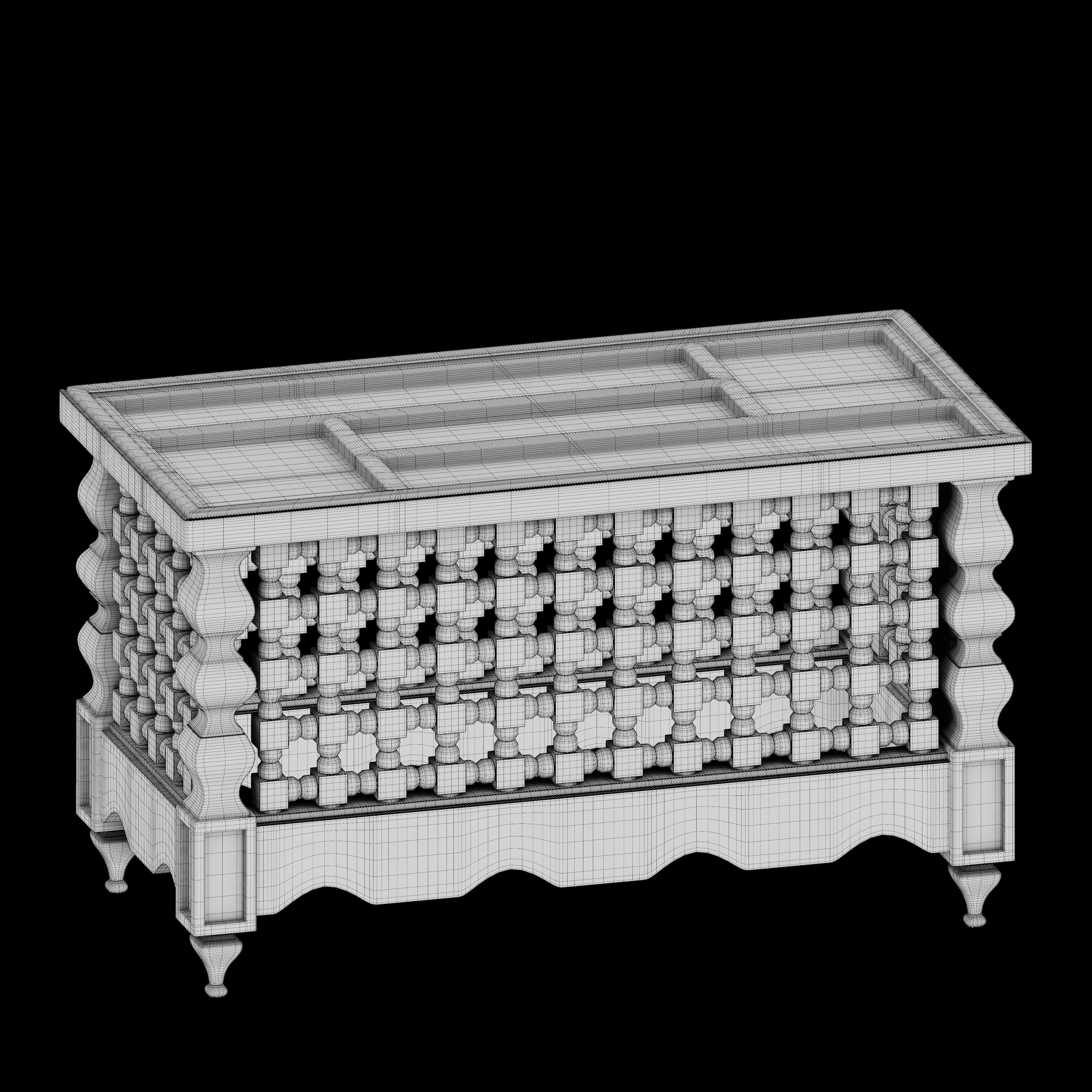 Moroccan mashrabiya table 3D model_4