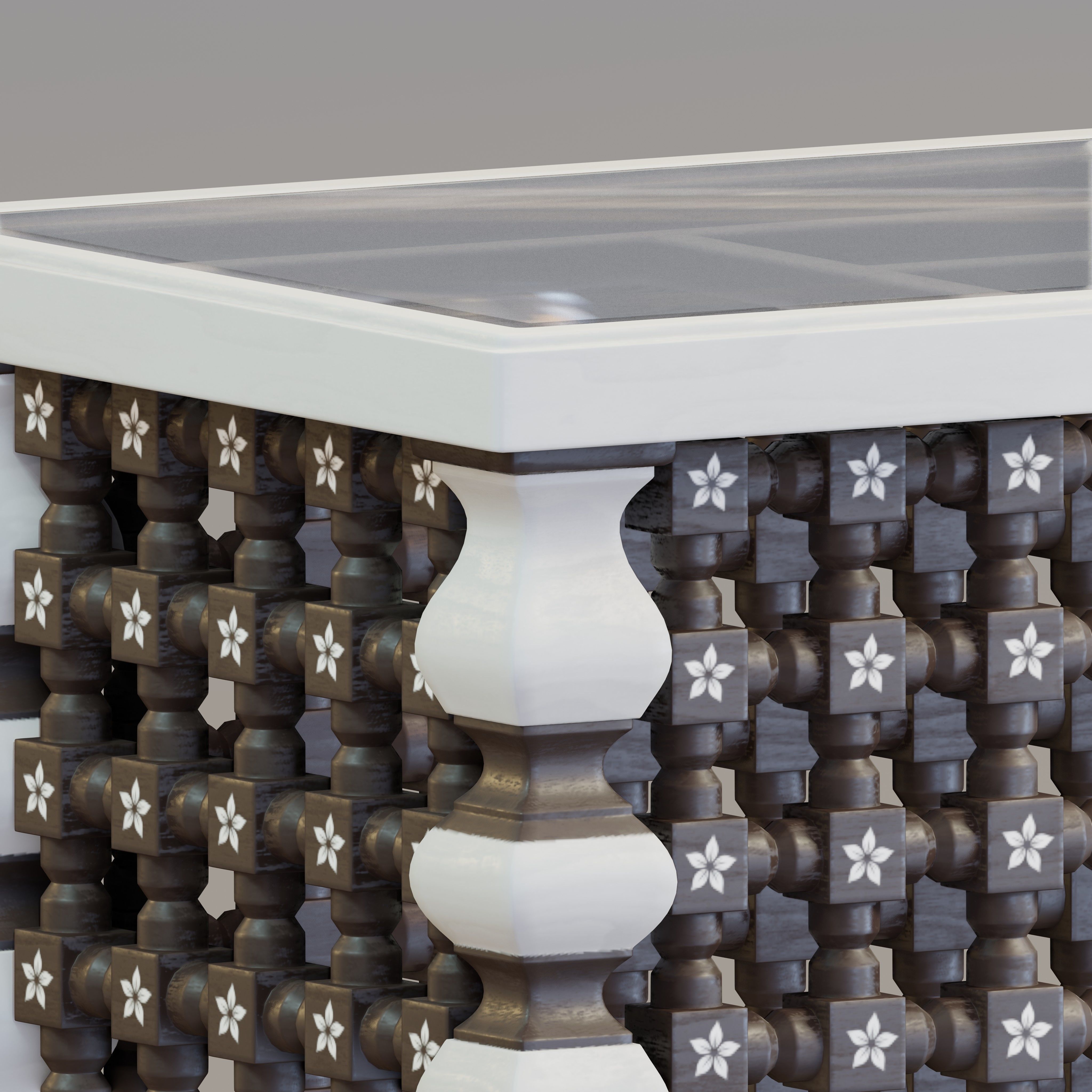 Moroccan mashrabiya table 3D model_2