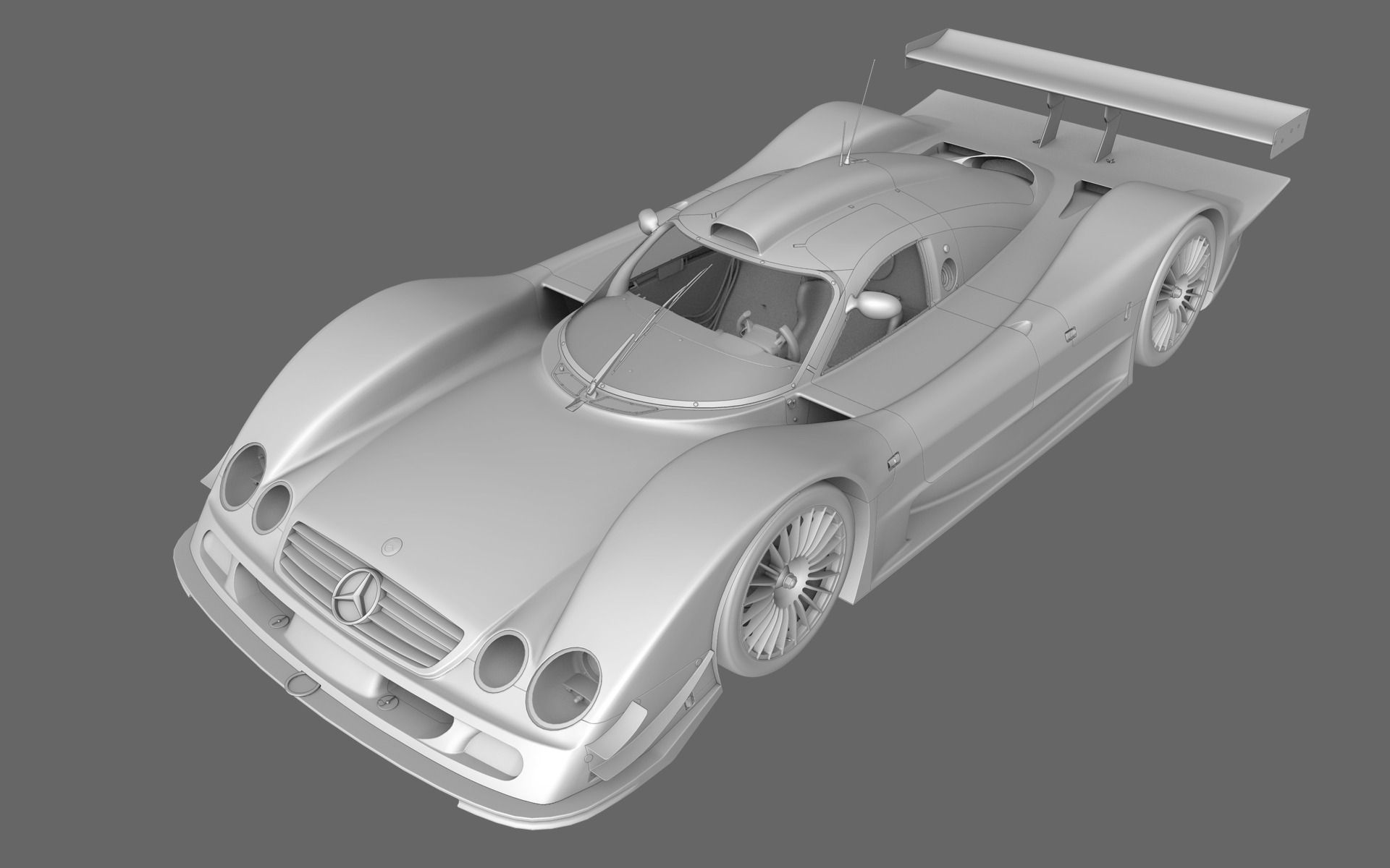 Mercedes Benz CLR99 CLK GT Low-poly 3D model_4