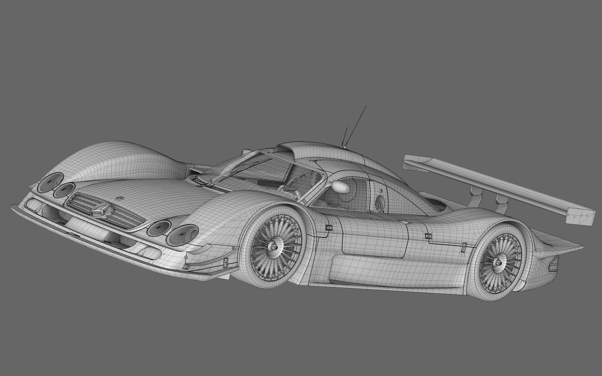 Mercedes Benz CLR99 CLK GT Low-poly 3D model_15