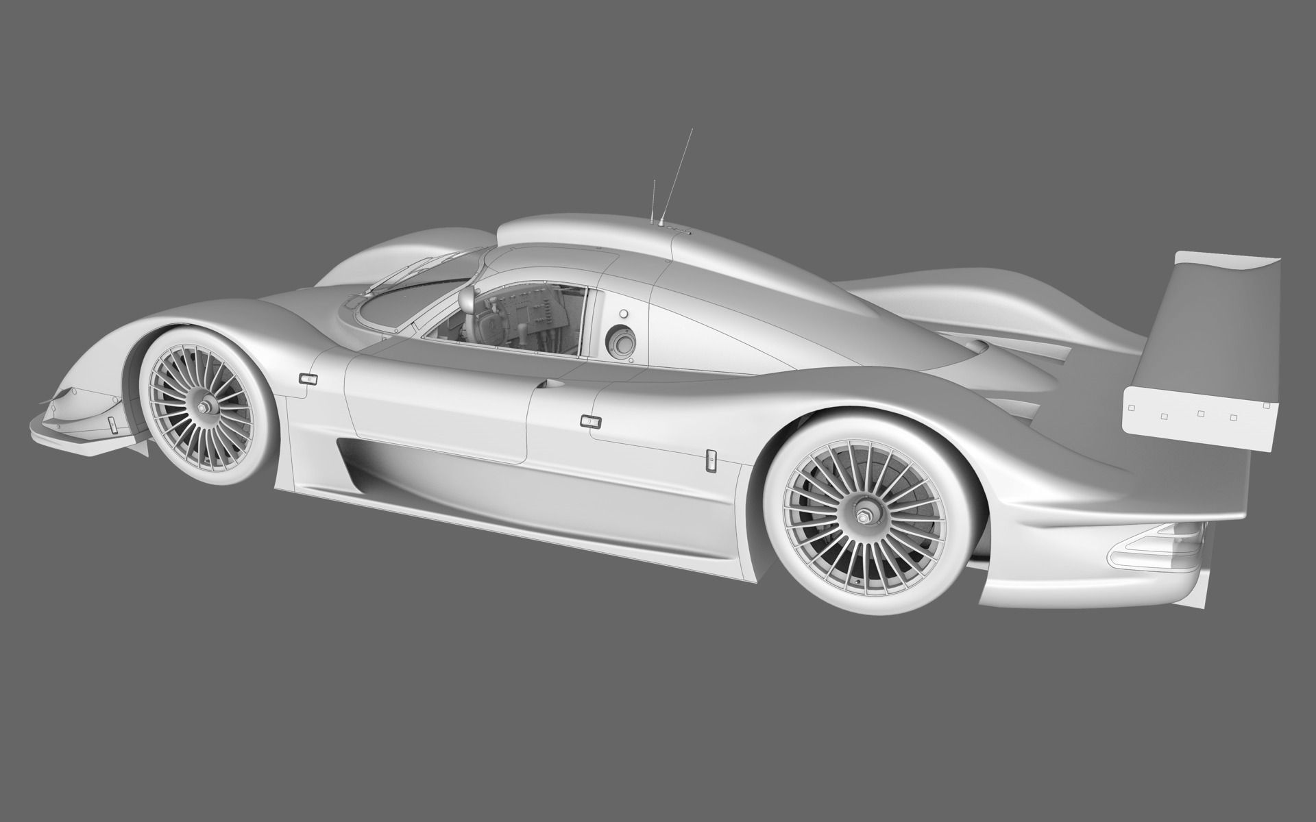 Mercedes Benz CLR99 CLK GT Low-poly 3D model_5